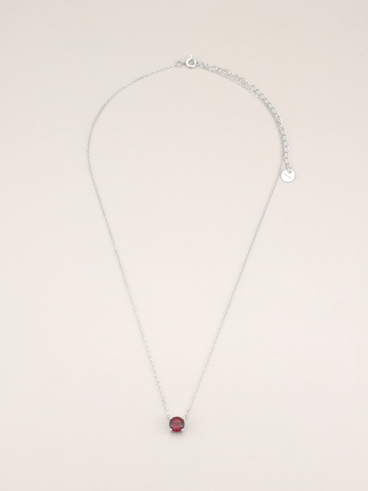 Natural Garnet 4-Prong Solitaire Pendant Necklace S925