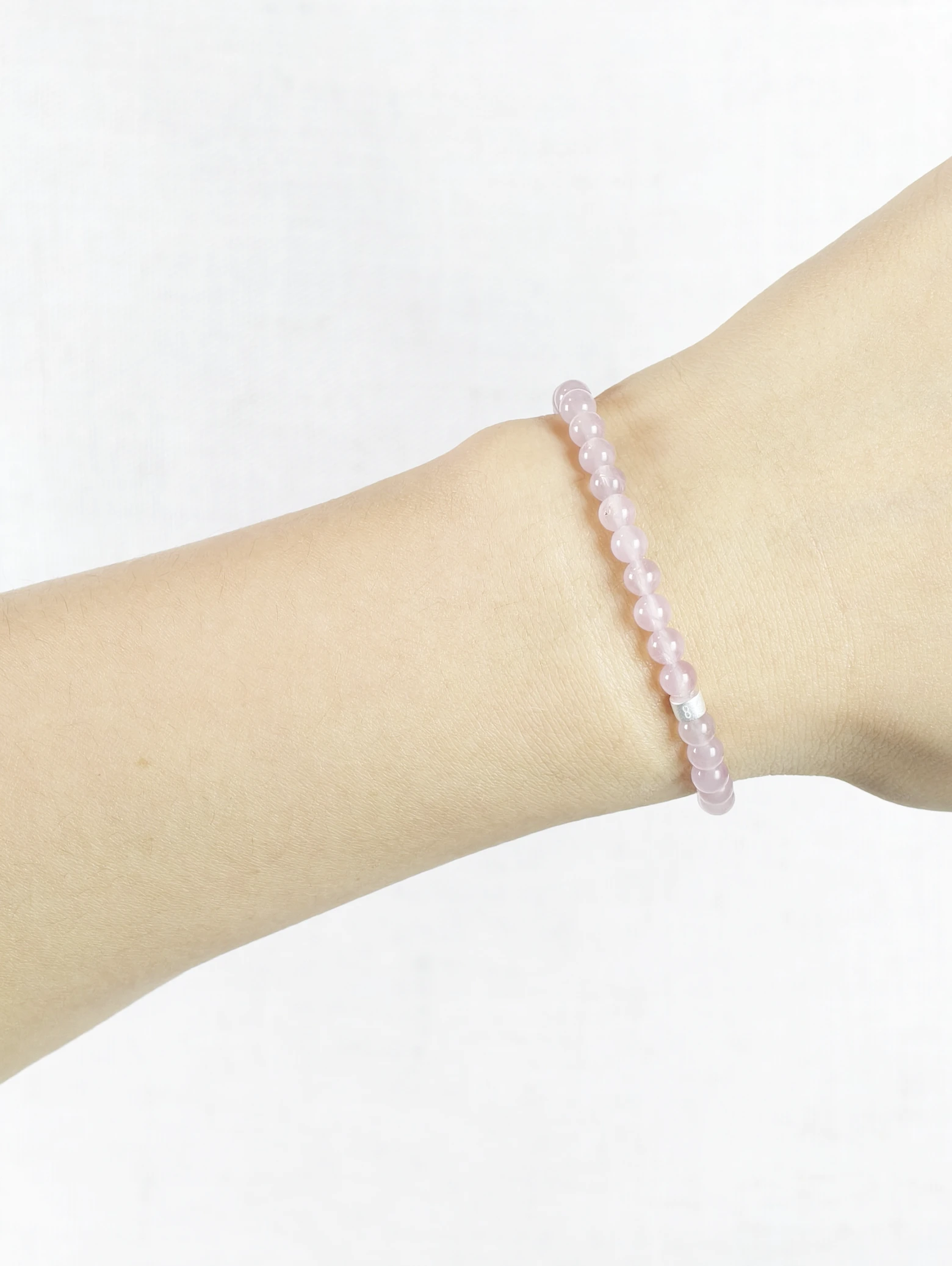Madagaskar-Rosenquarz-Armband mit 925er Silber Röhrchen