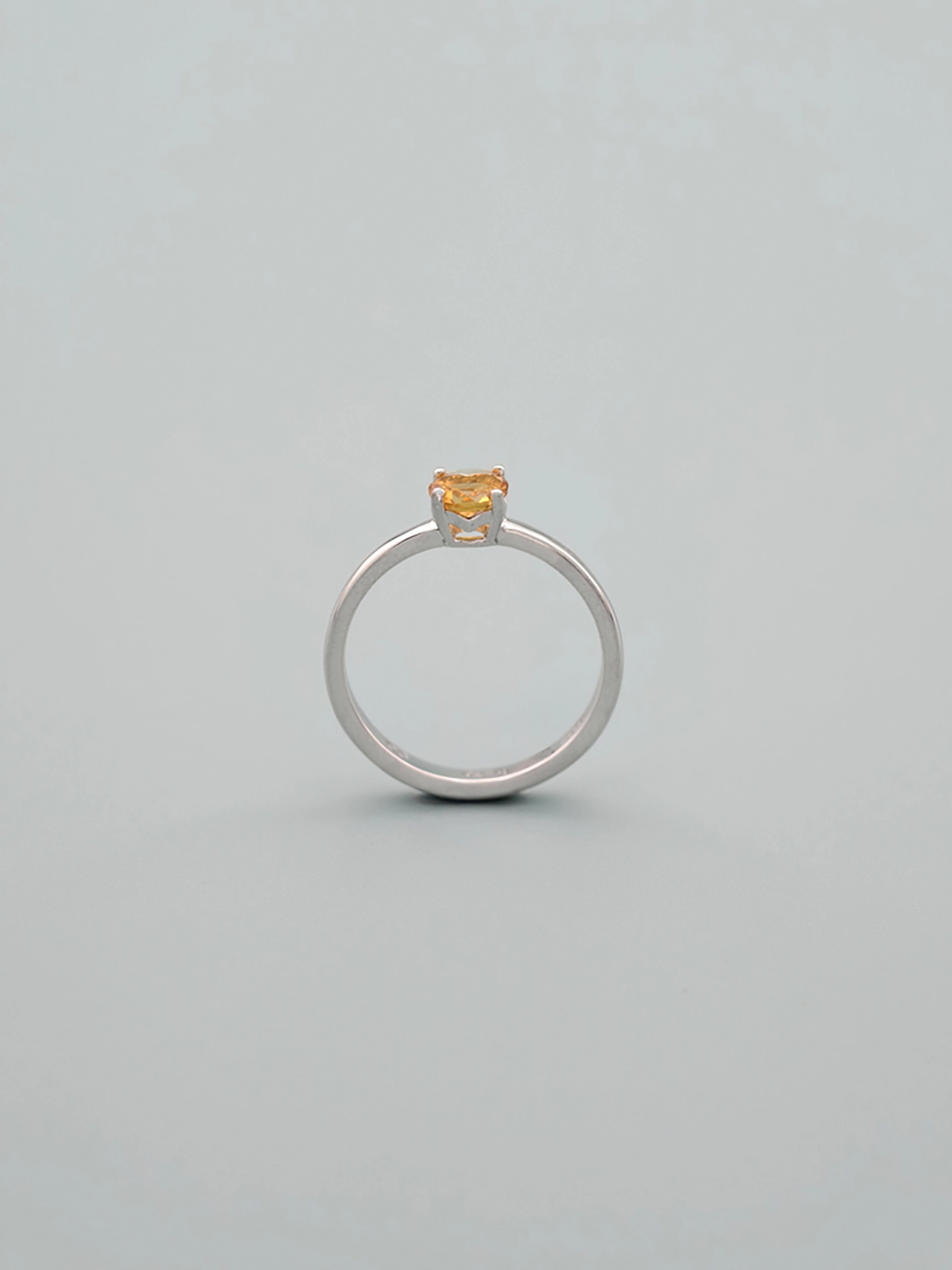 Natürlicher Citrin Runder 5 mm Solitär 4-Krappen Ring S925