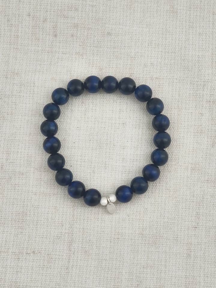 Blue Tiger's Eye 925 Sterling Silver Energy Bracelet