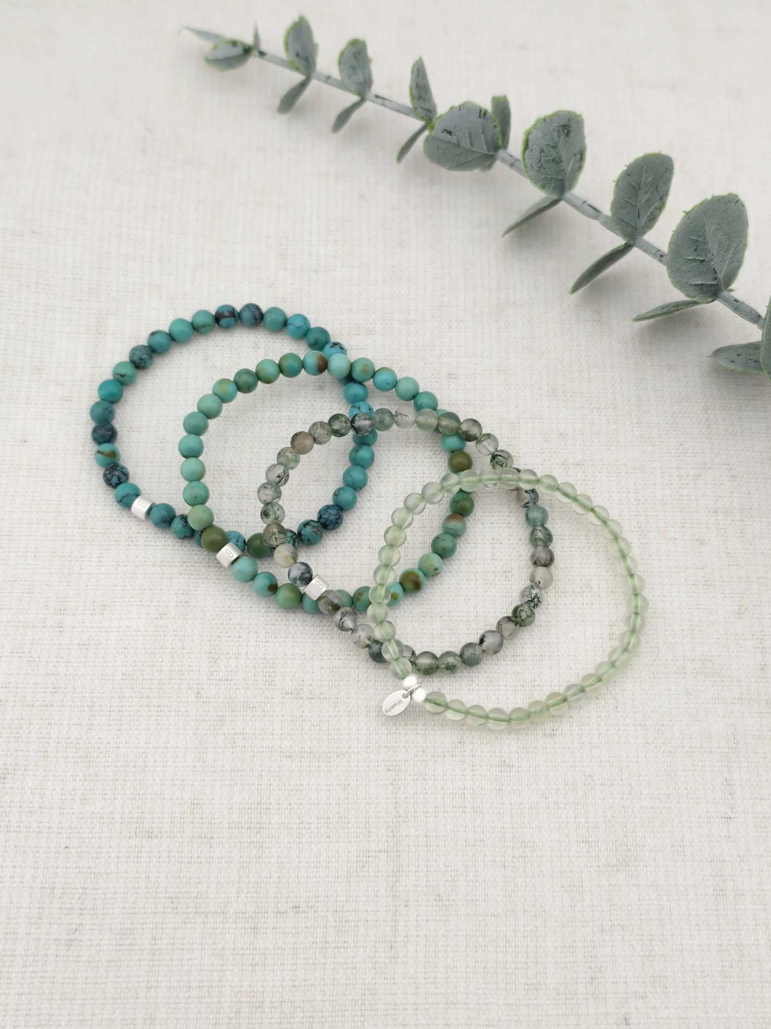Tropical Refresh Gemstone & 925 Silver Bracelet Stack