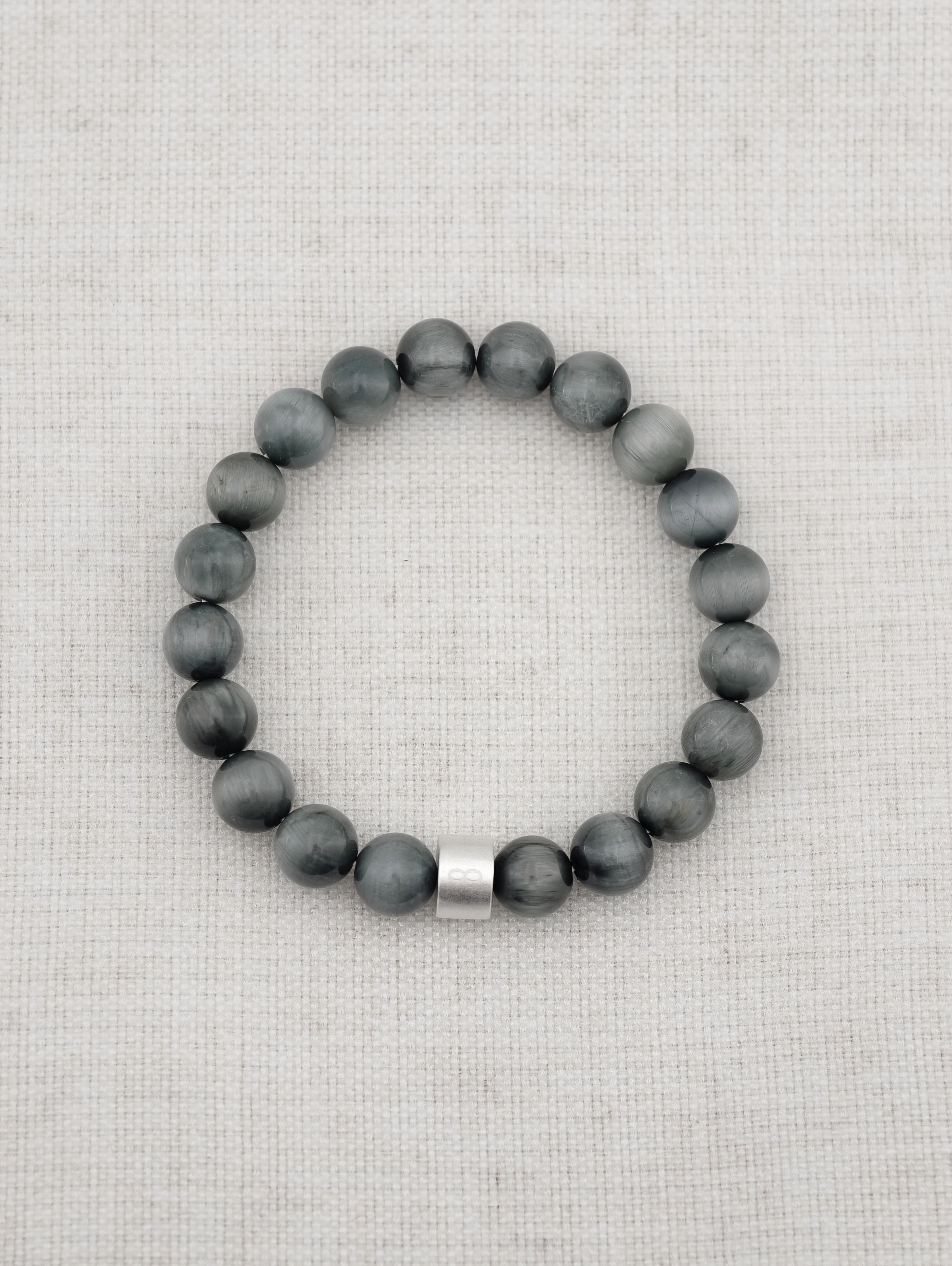 Hawk's Eye Energy Bracelet with 925 Silver Tubes