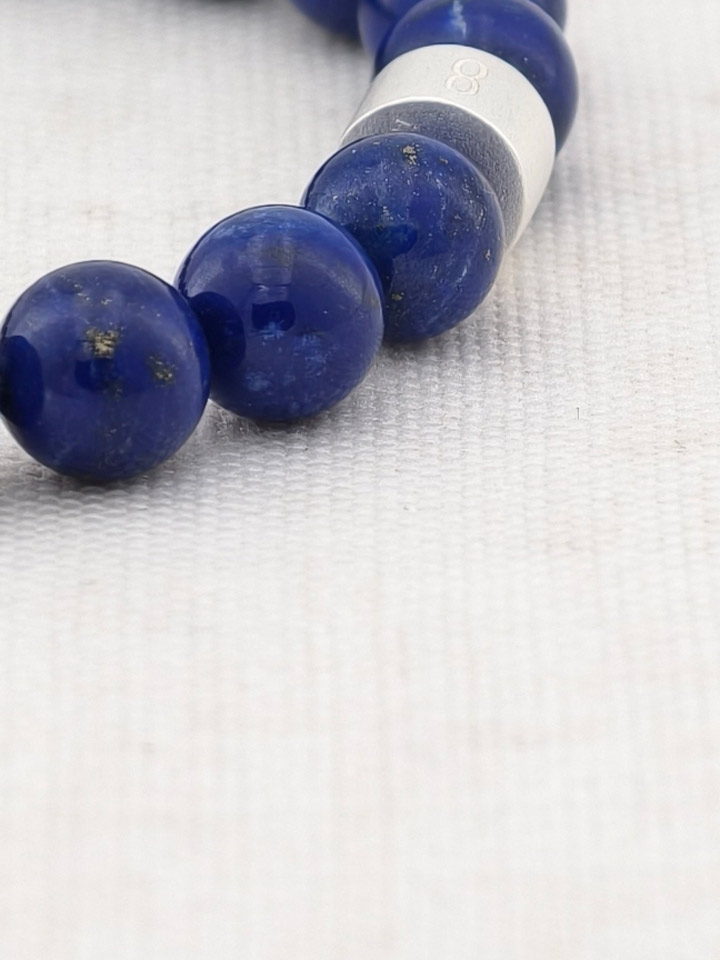 Lapis Lazuli Energy Bracelet with 925 Silver Tubes