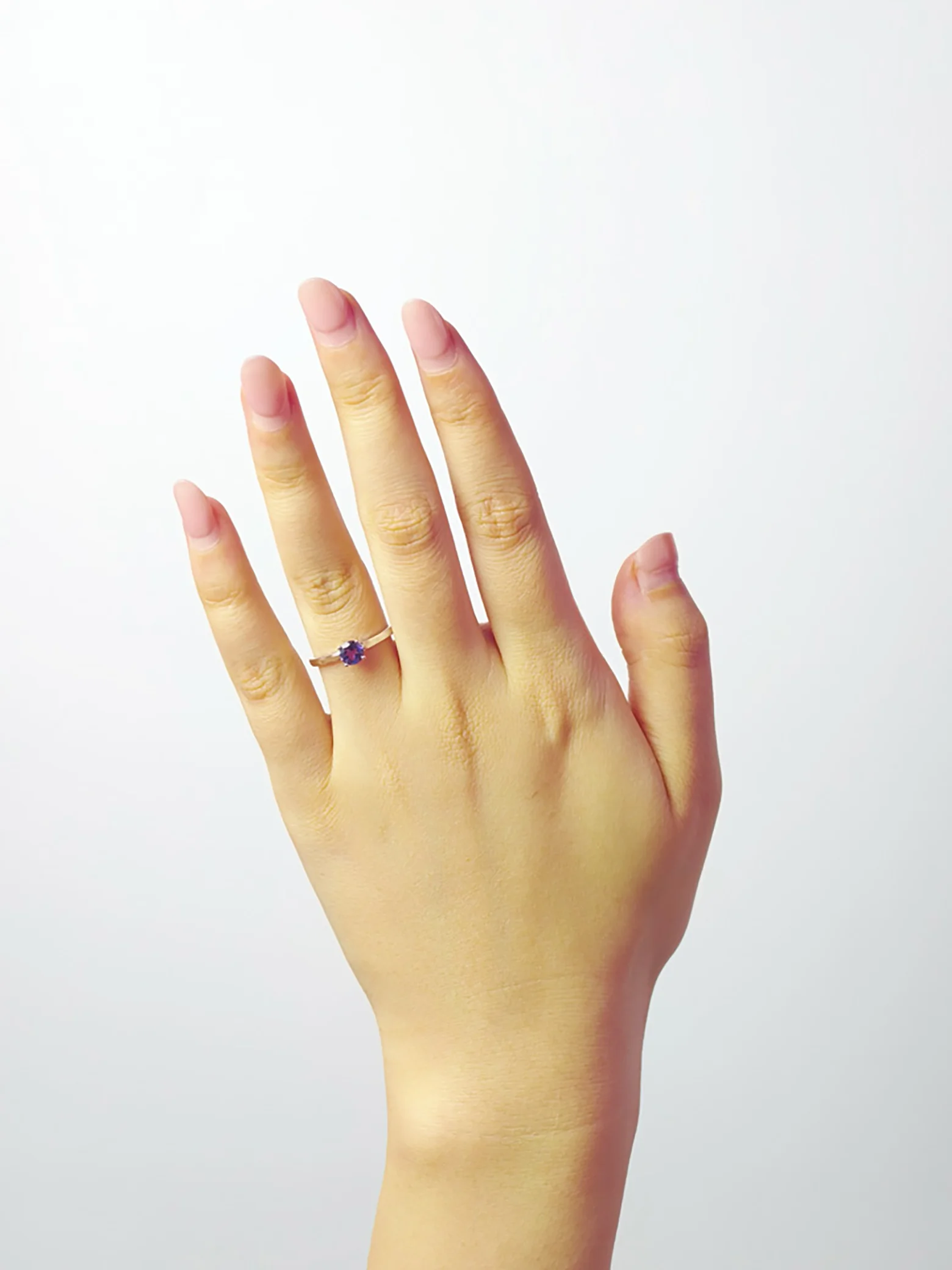Natürlicher Amethyst Runder 5 mm Solitär 4-Krappen Ring S925
