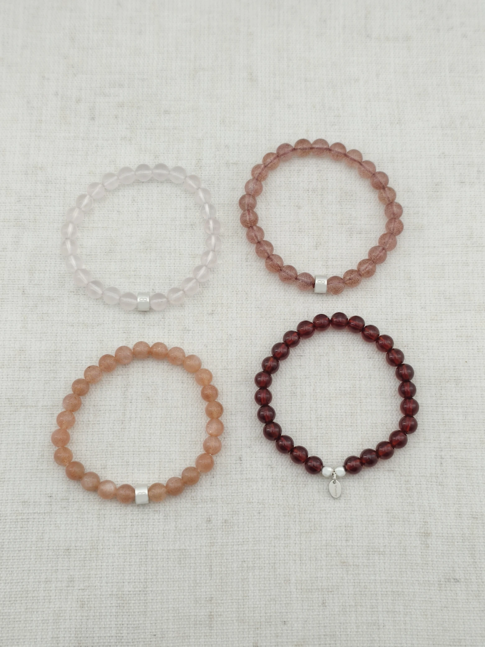 Sweet Vitality Gemstone & 925 Silver Bracelet Stack