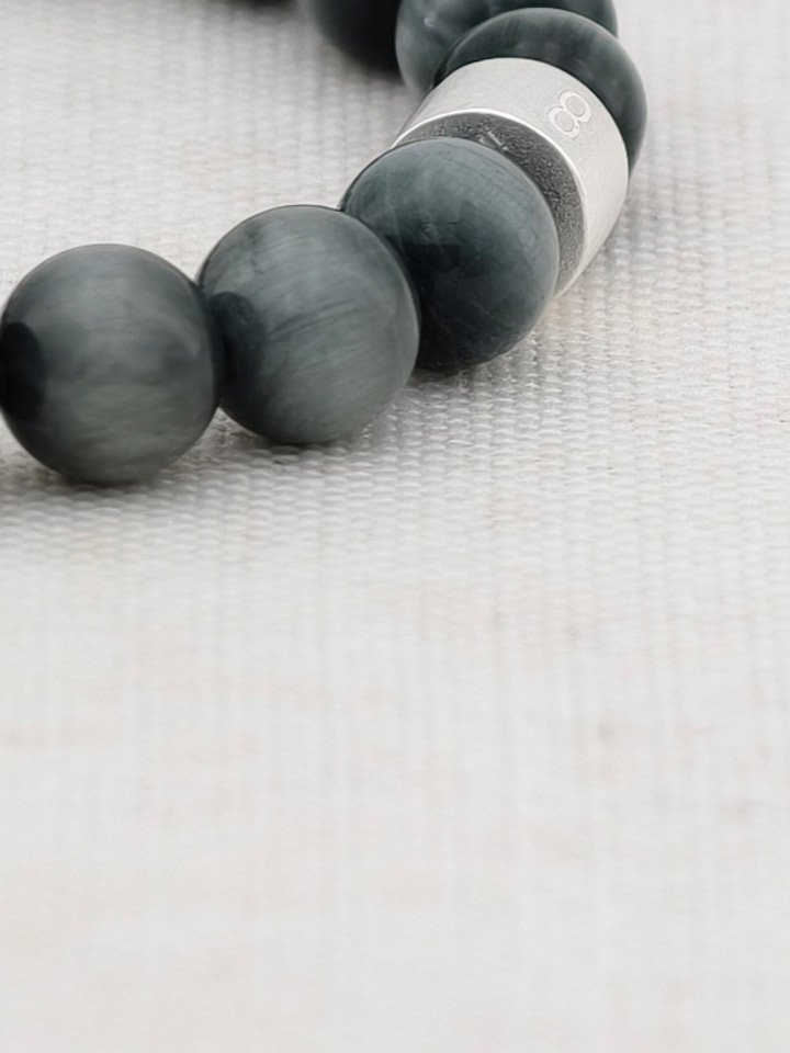 Hawk's Eye Energy Bracelet with 925 Silver Tubes