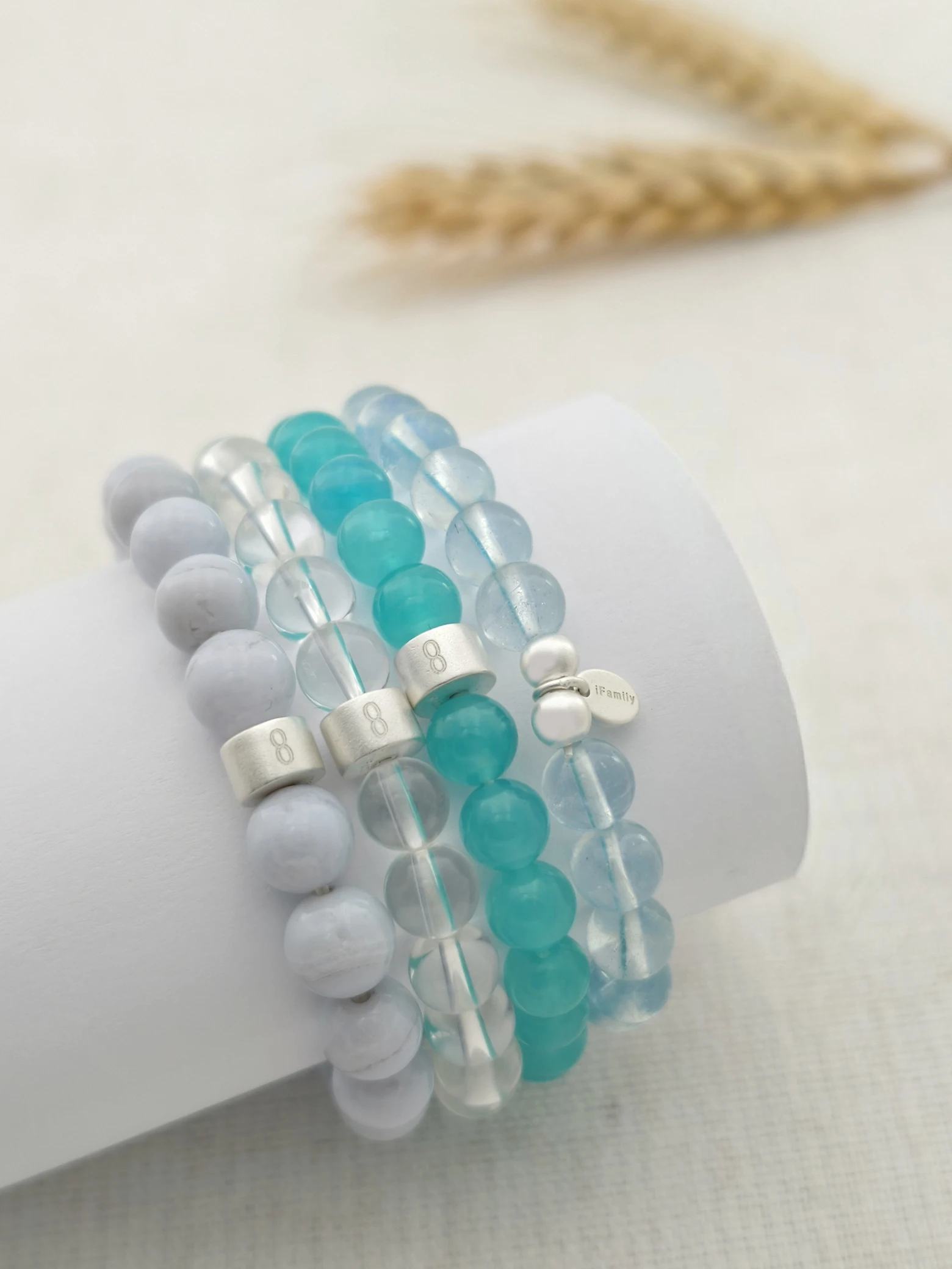 Clarity of Mind Gemstone & 925 Silver Bracelet Stack