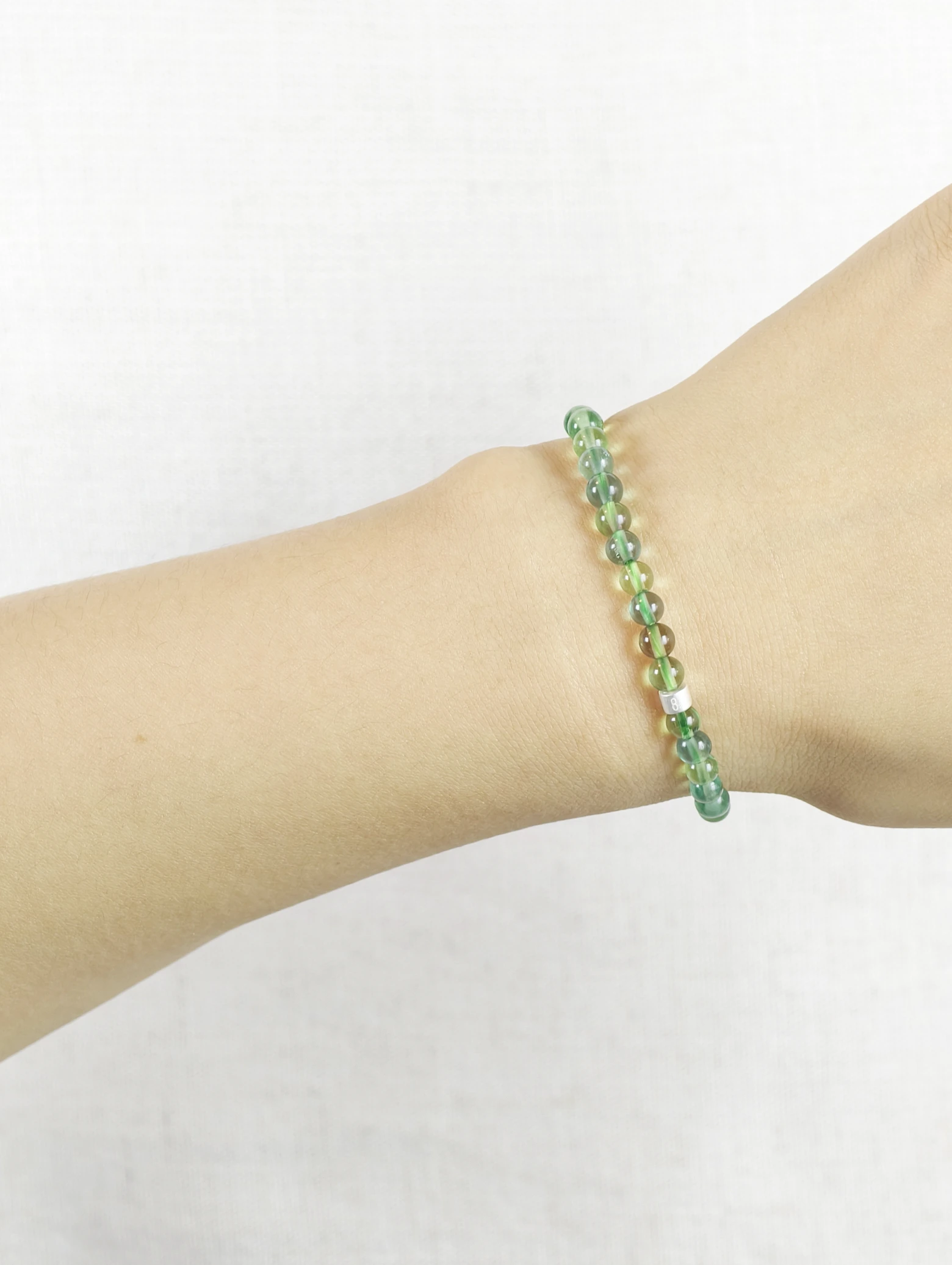 Pulsera de Fluorita Verde con Tubos de Plata 925