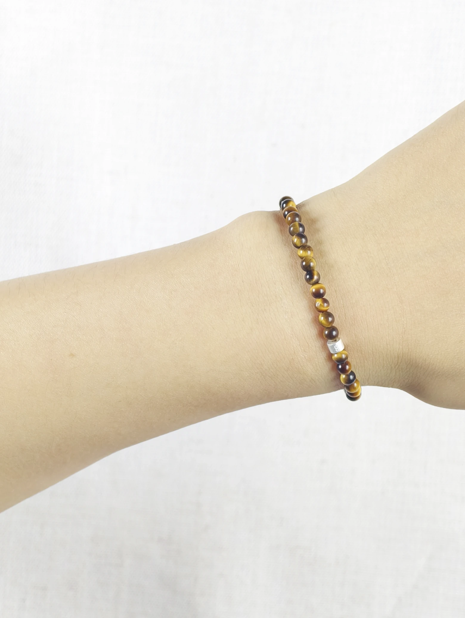 Gold-Tigerauge-Armband mit 925er Silber Röhrchen