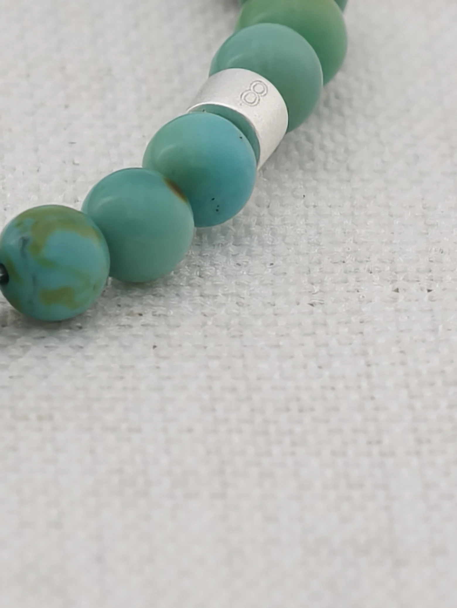 Premium Green Turquoise Energy Bracelet with 925 Silver Tubes