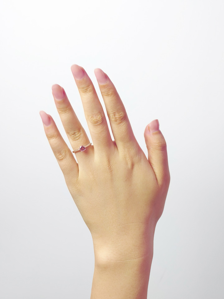 Natural Pink Tourmaline 5mm Round Solitaire 4-Prong Ring S925