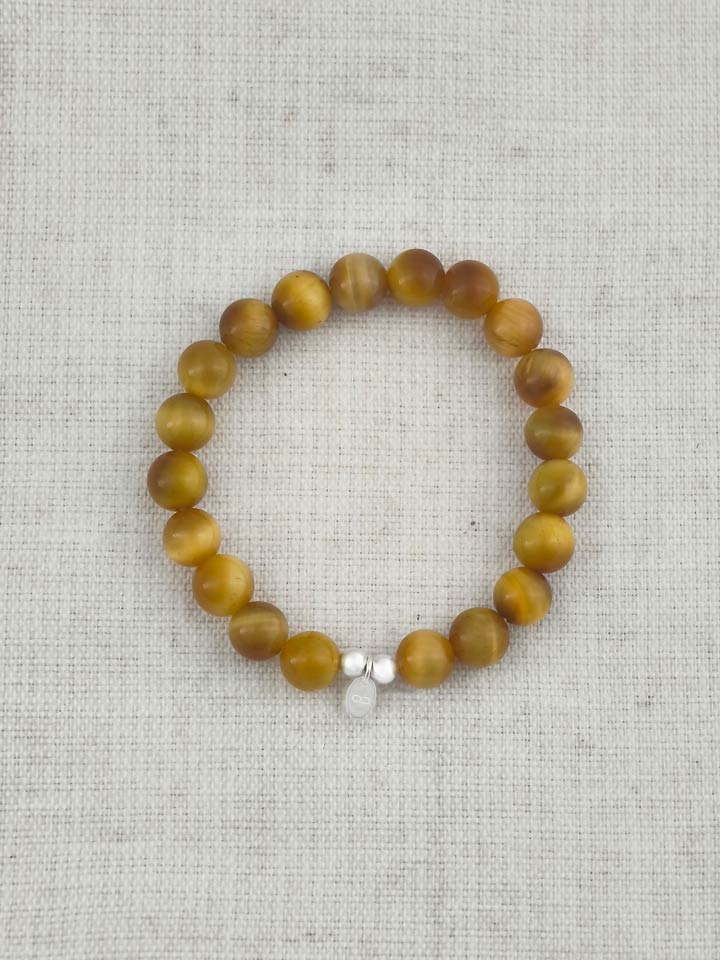 Rich Golden Tiger's Eye 925 Sterling Silver Energy Bracelet