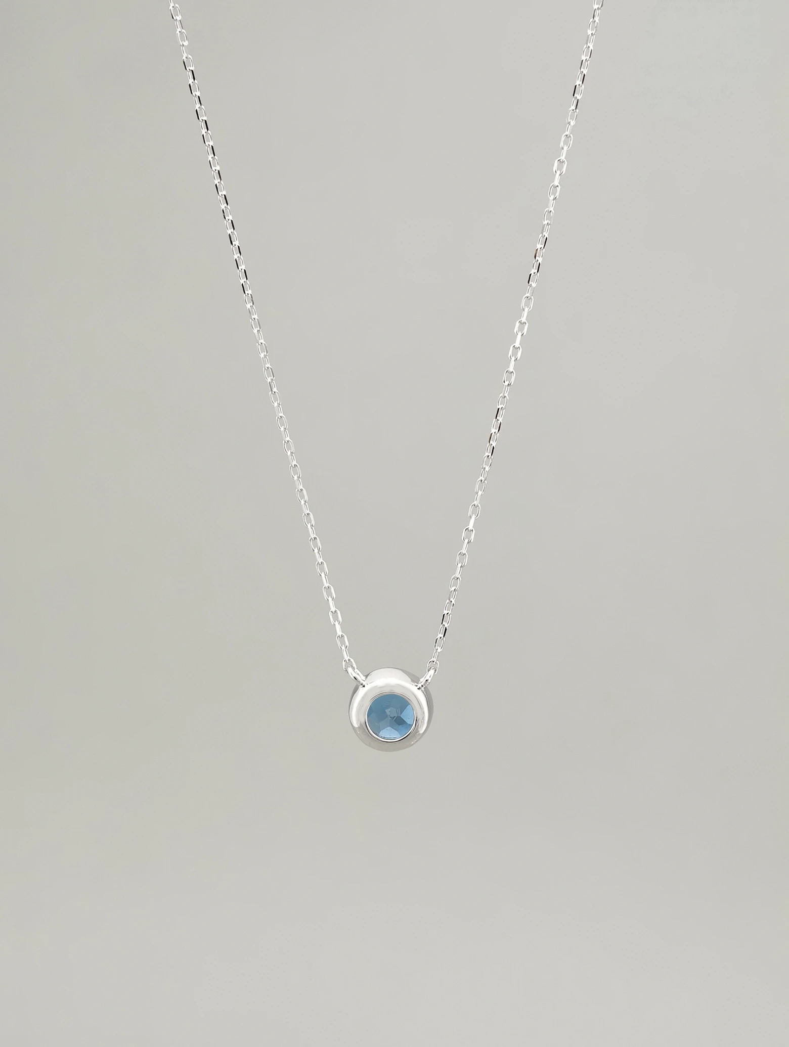 Natural London Blue Topaz Bezel Solitaire Pendant Necklace S925