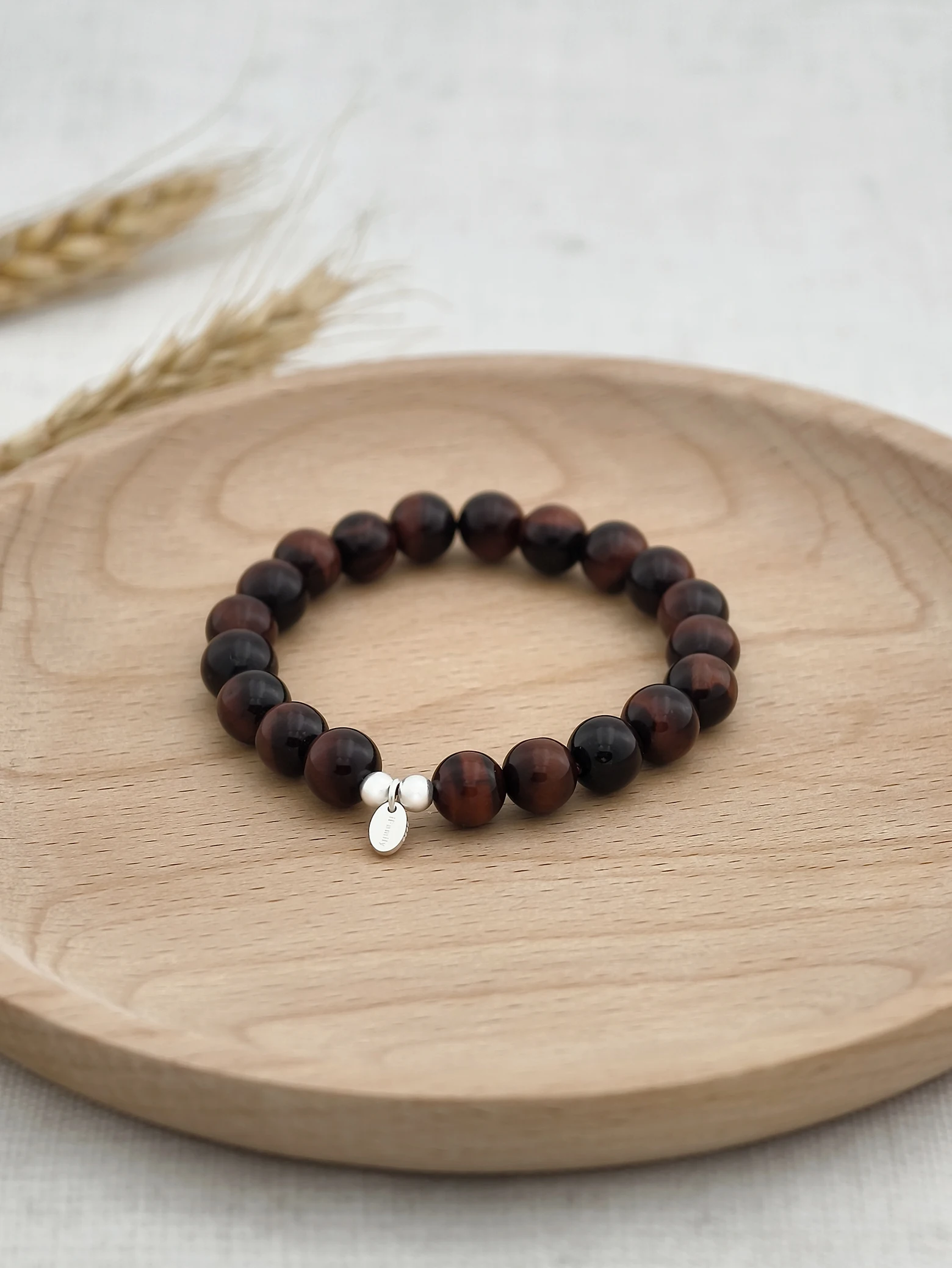 Rot-Tigerauge 925er Sterlingsilber Armband