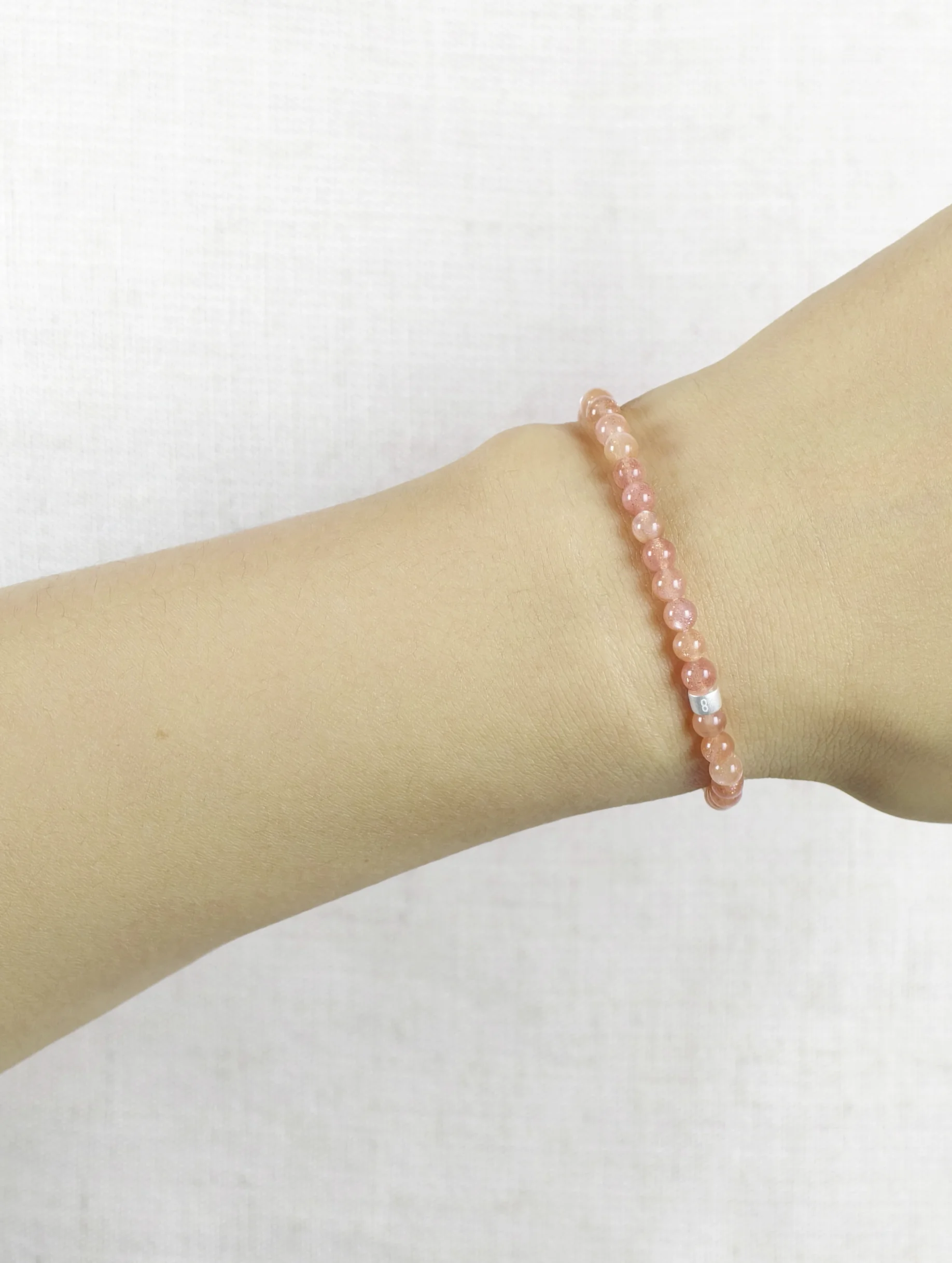 Orange Moonstone Energy Bracelet with 925 Silver Tubes