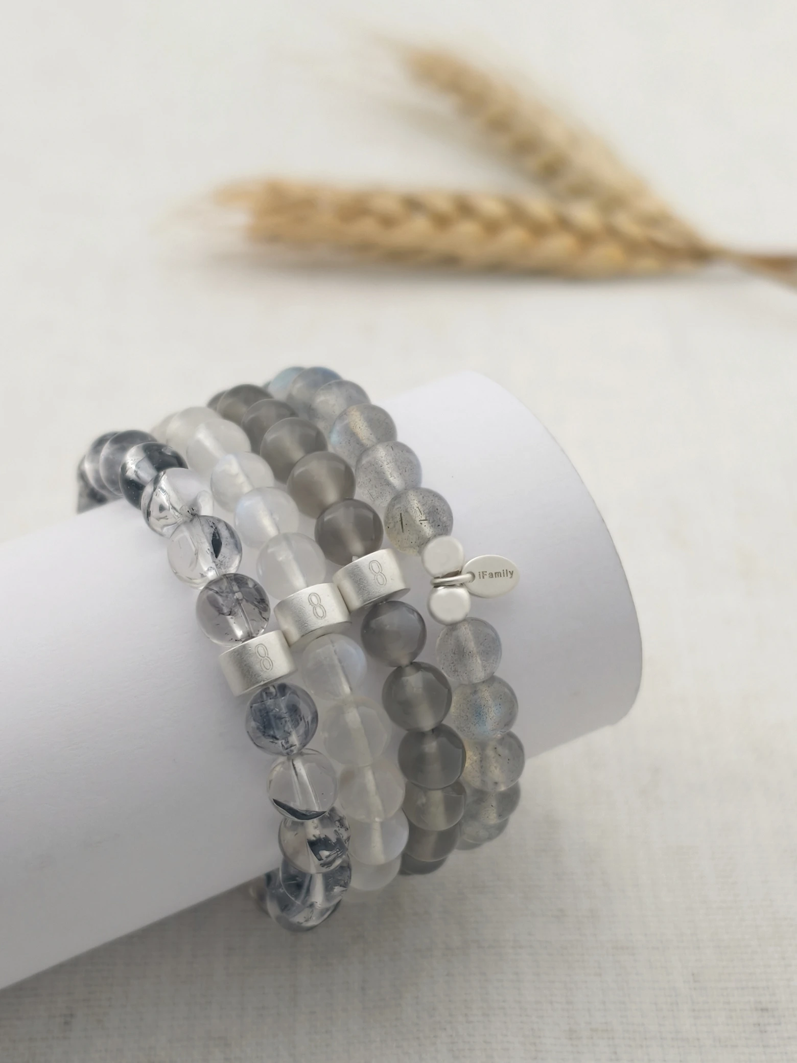 Mondlicht-Göttin Edelstein Armband-Set mit 925 Silber