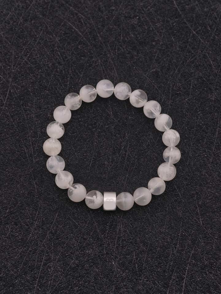 Weiß-Phantomquarz-Armband mit 925er Silber Röhrchen
