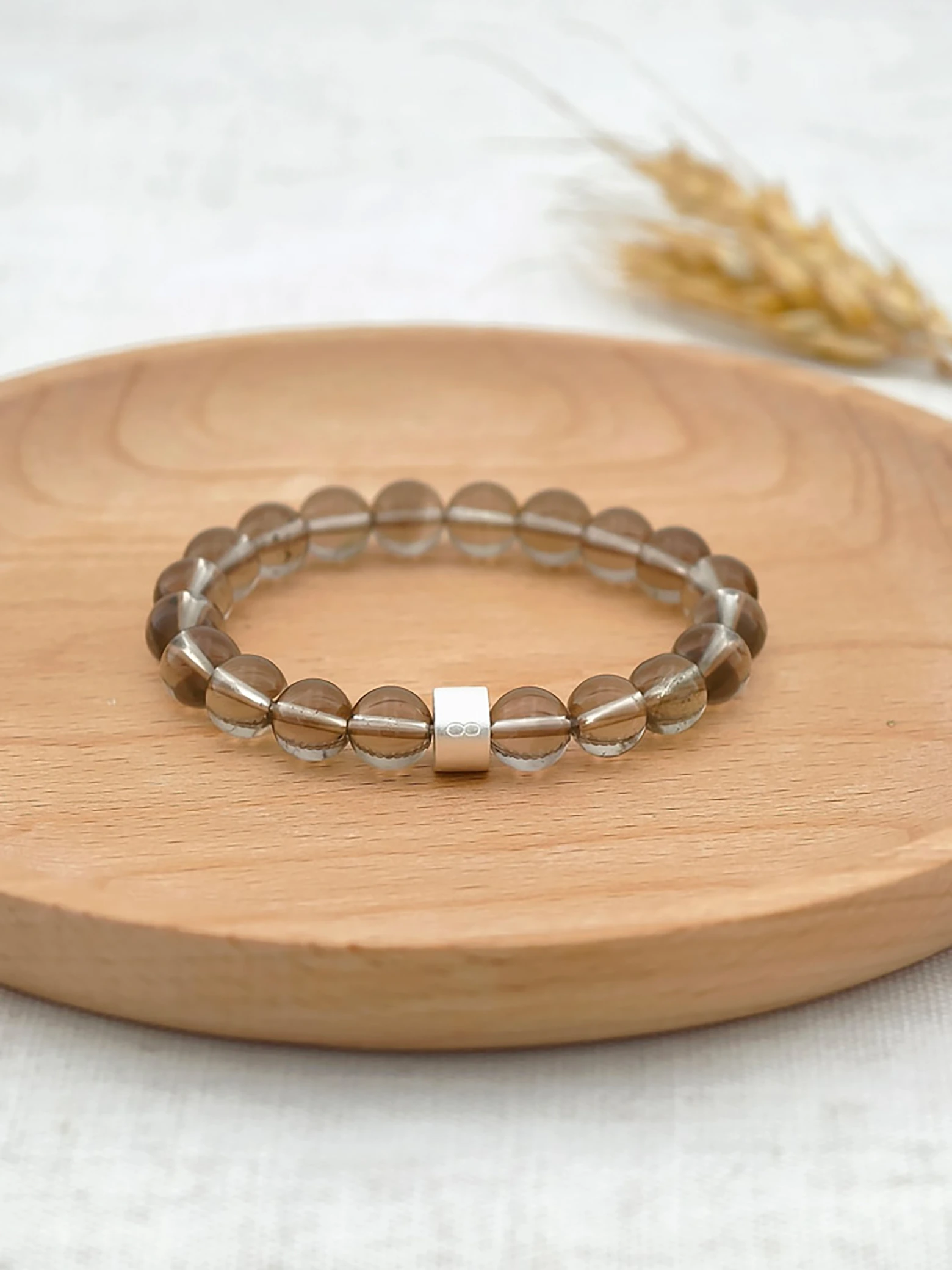 Rauchquarz-Armband mit 925er Silber Röhrchen