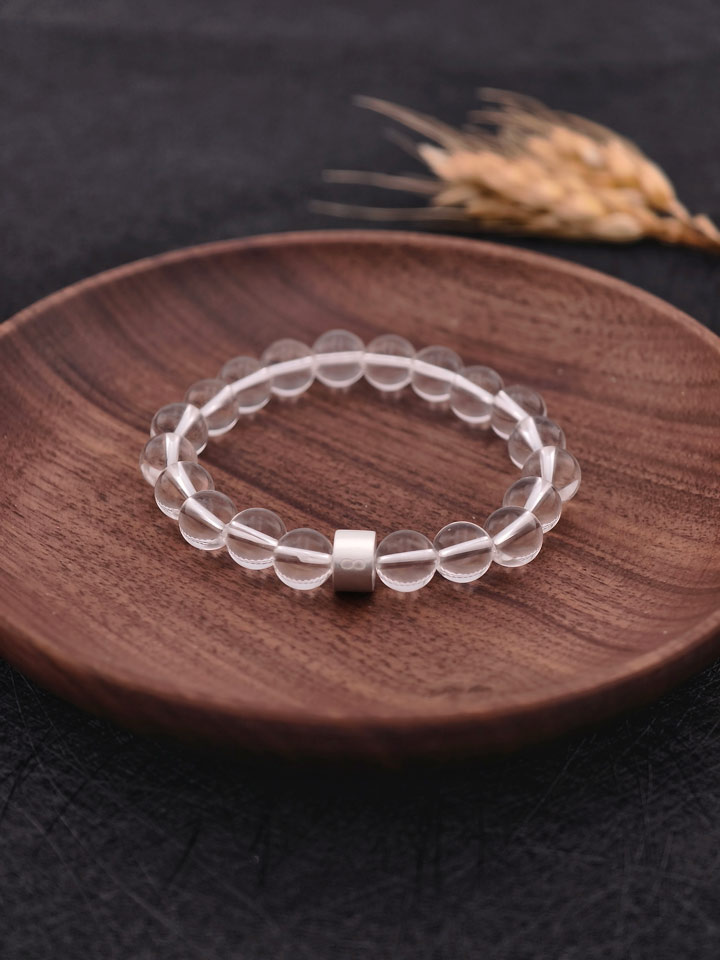 Bracelet Cristal de Roche avec Tubes en Argent 925