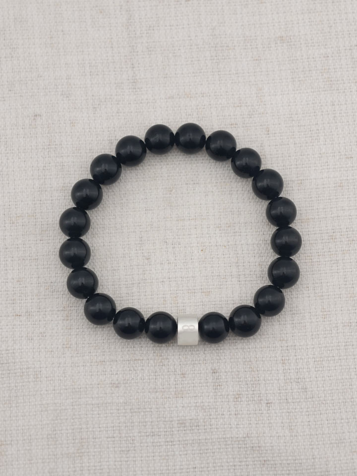 Bracelet Tourmaline noire avec Tubes en Argent 925