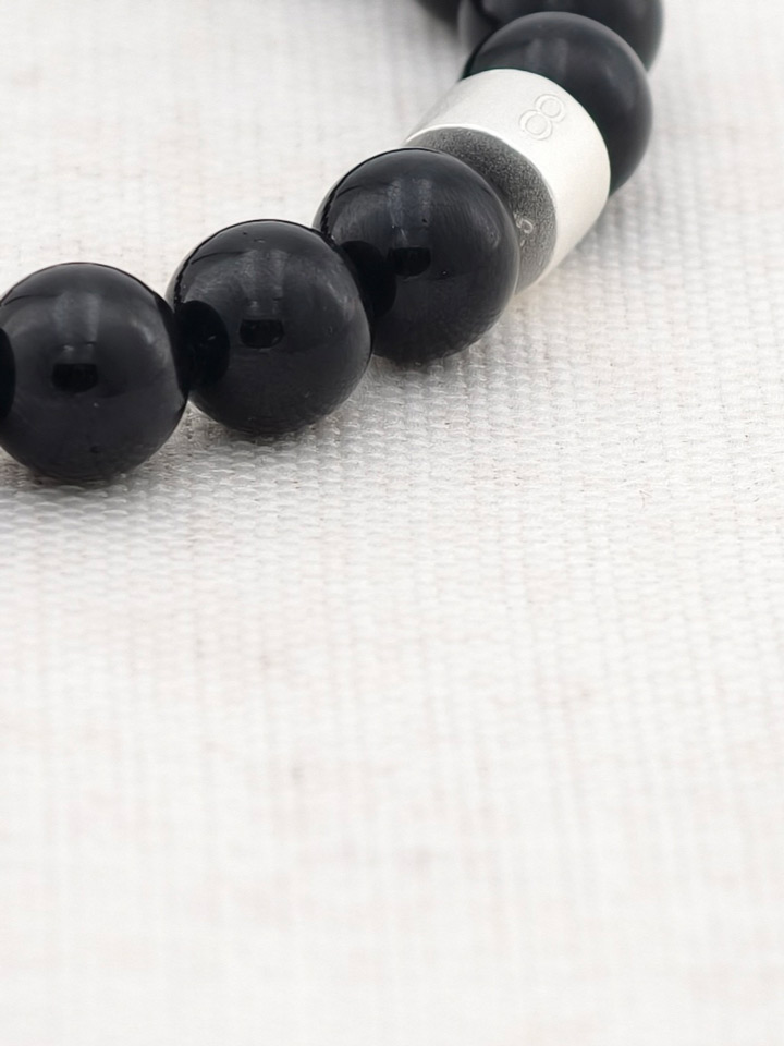 Bracelet Tourmaline noire avec Tubes en Argent 925