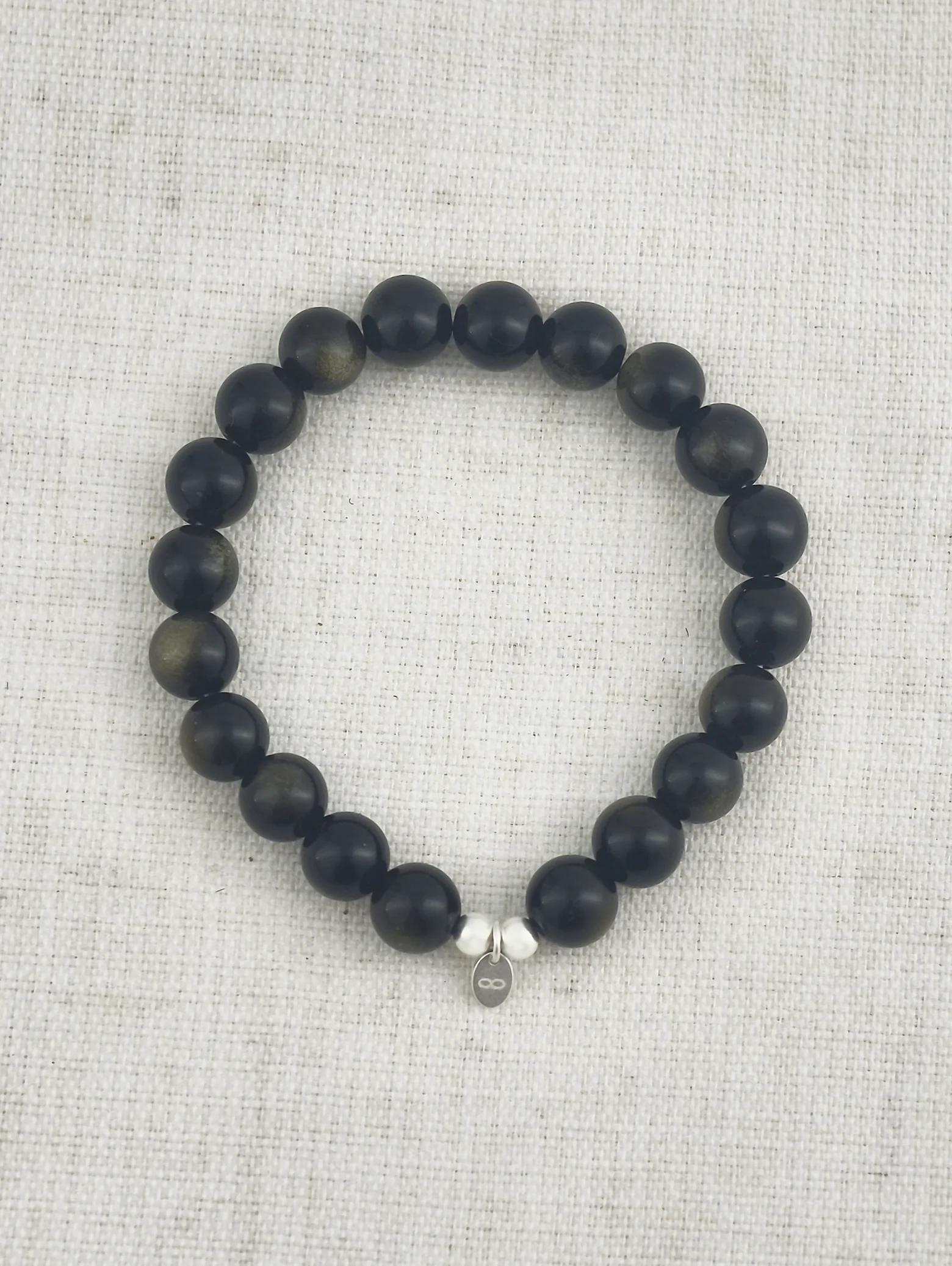 Goldschimmer-Obsidian 925er Sterlingsilber Armband