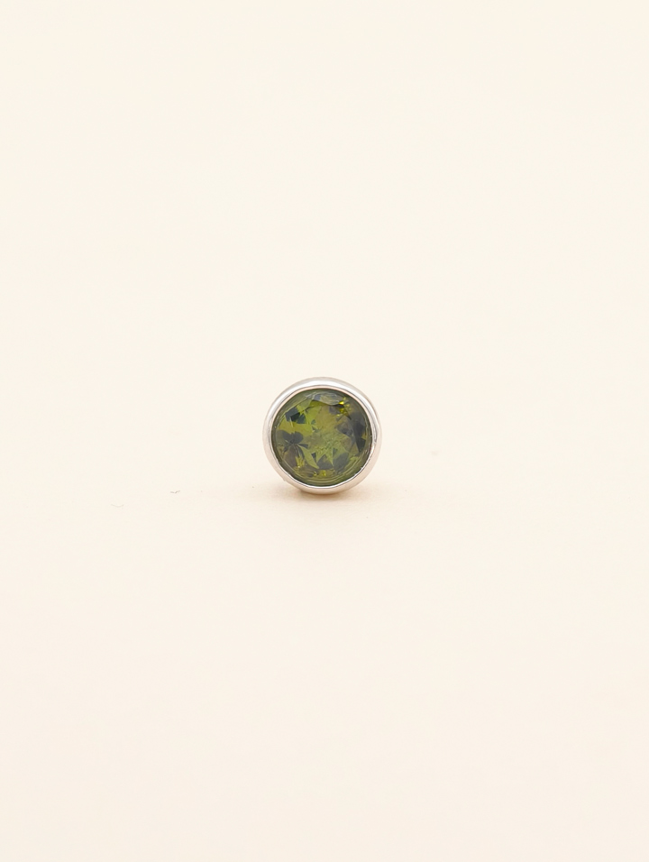 Natural Green Tourmaline Bezel Set Solitaire S925 Stud Earrings