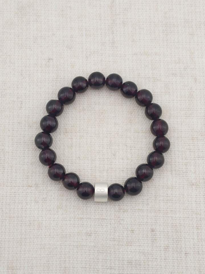 Tiefrotes Granat-Armband mit 925er Silber Röhrchen