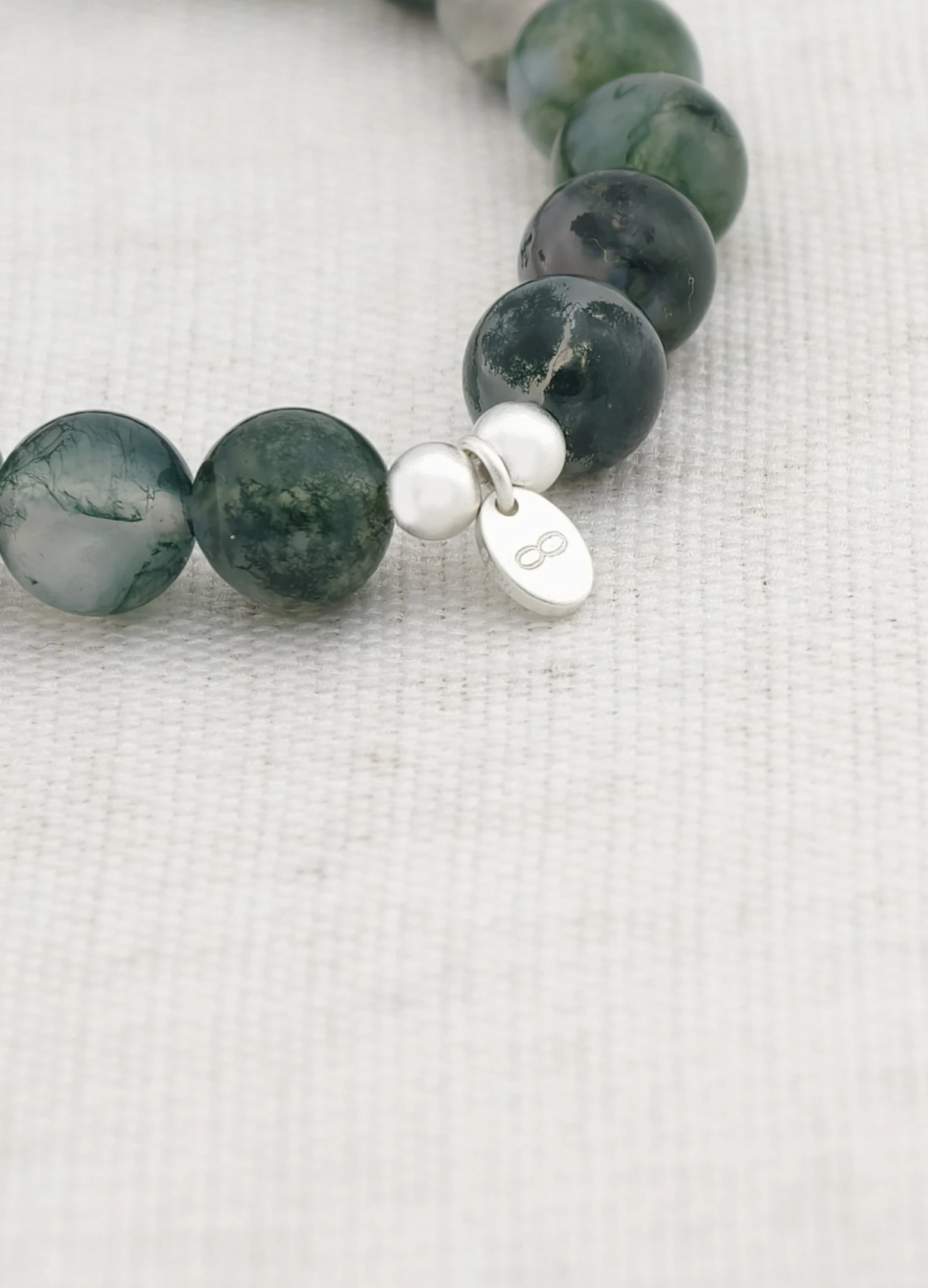 Moss Agate 925 Sterling Silver Energy Bracelet