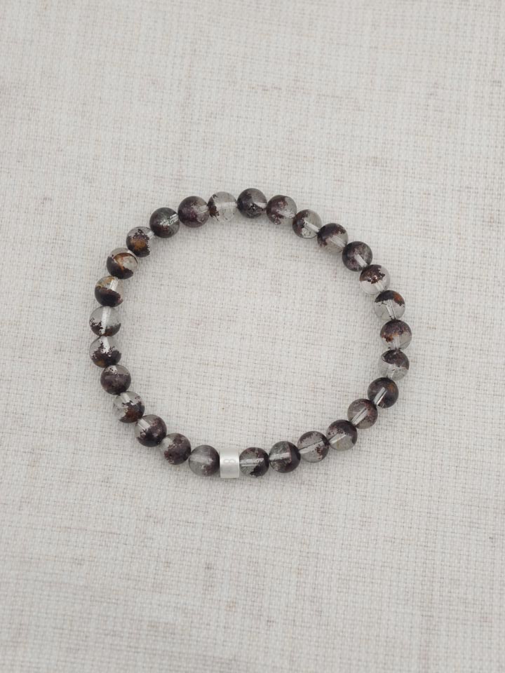 Rot-Phantomquarz-Armband mit 925er Silber Röhrchen