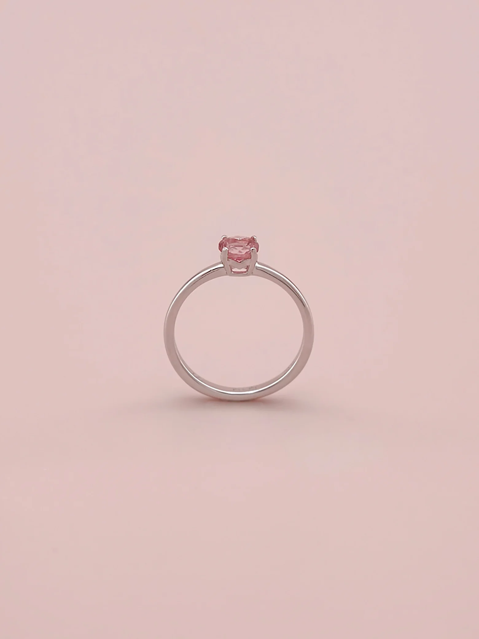 Natürlicher Rosa Turmalin Runder 5 mm Solitär 4-Krappen Ring S925