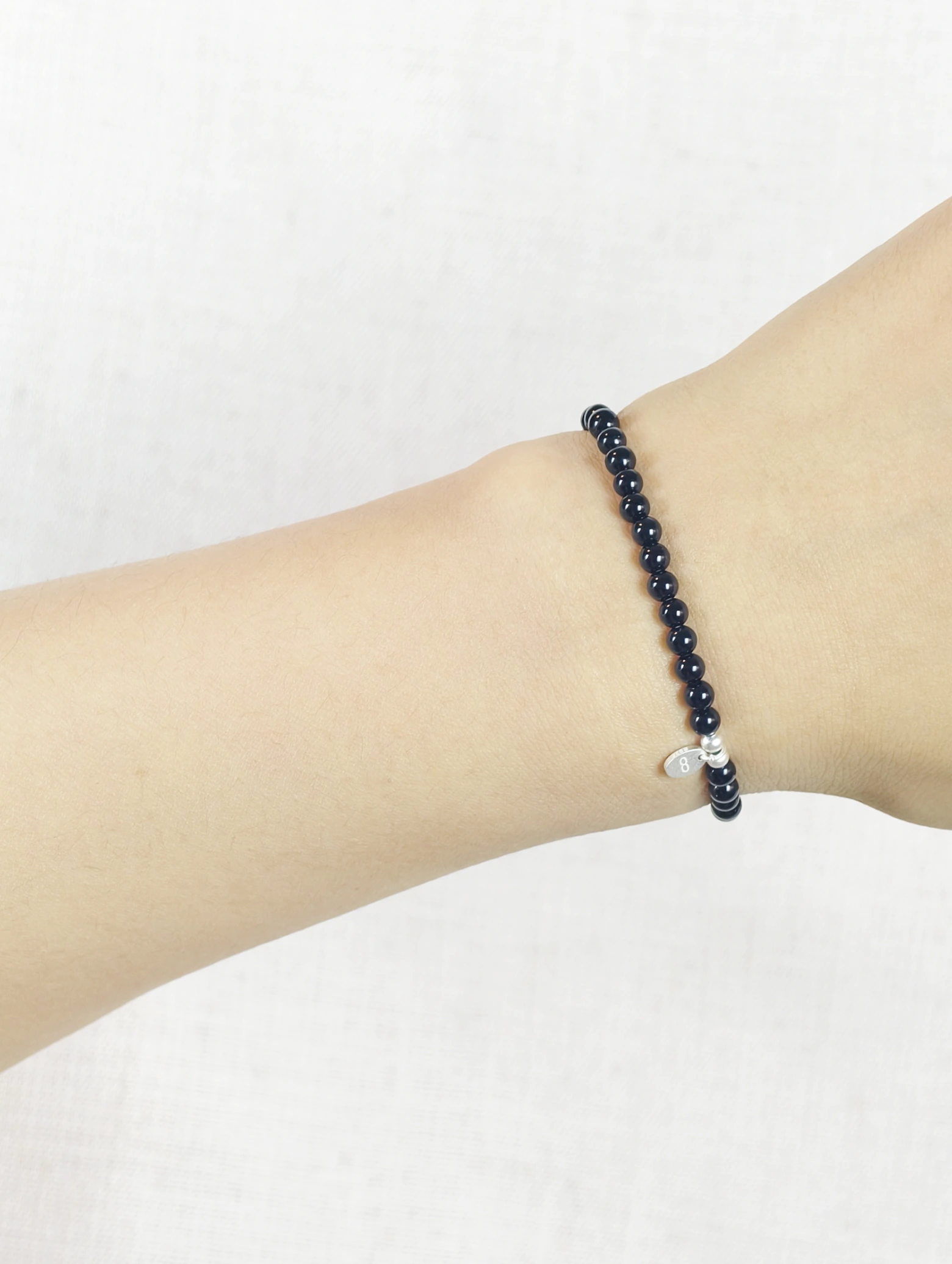 Schwarzer Turmalin 925er Sterlingsilber Armband