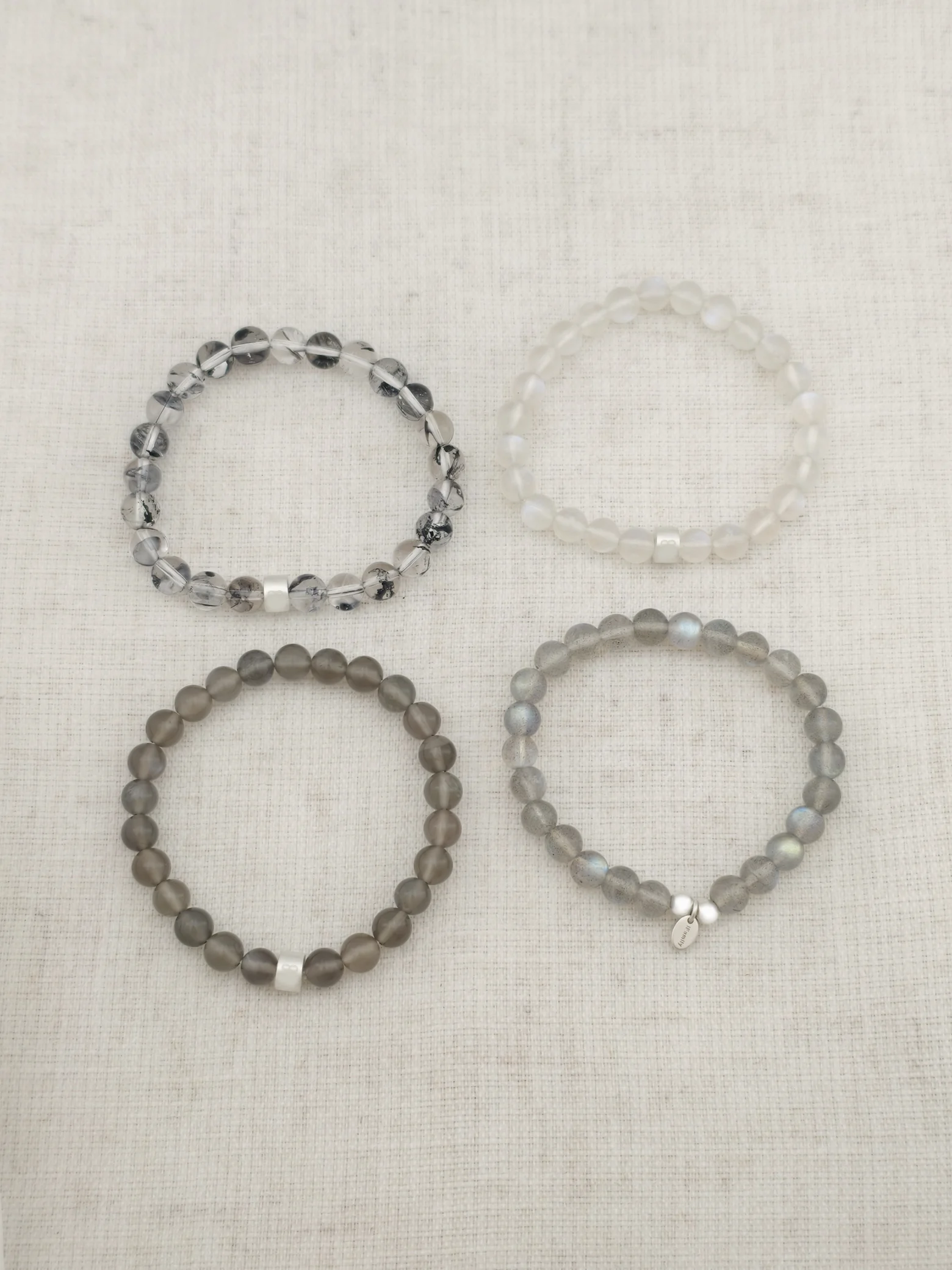 Mondlicht-Göttin Edelstein Armband-Set mit 925 Silber