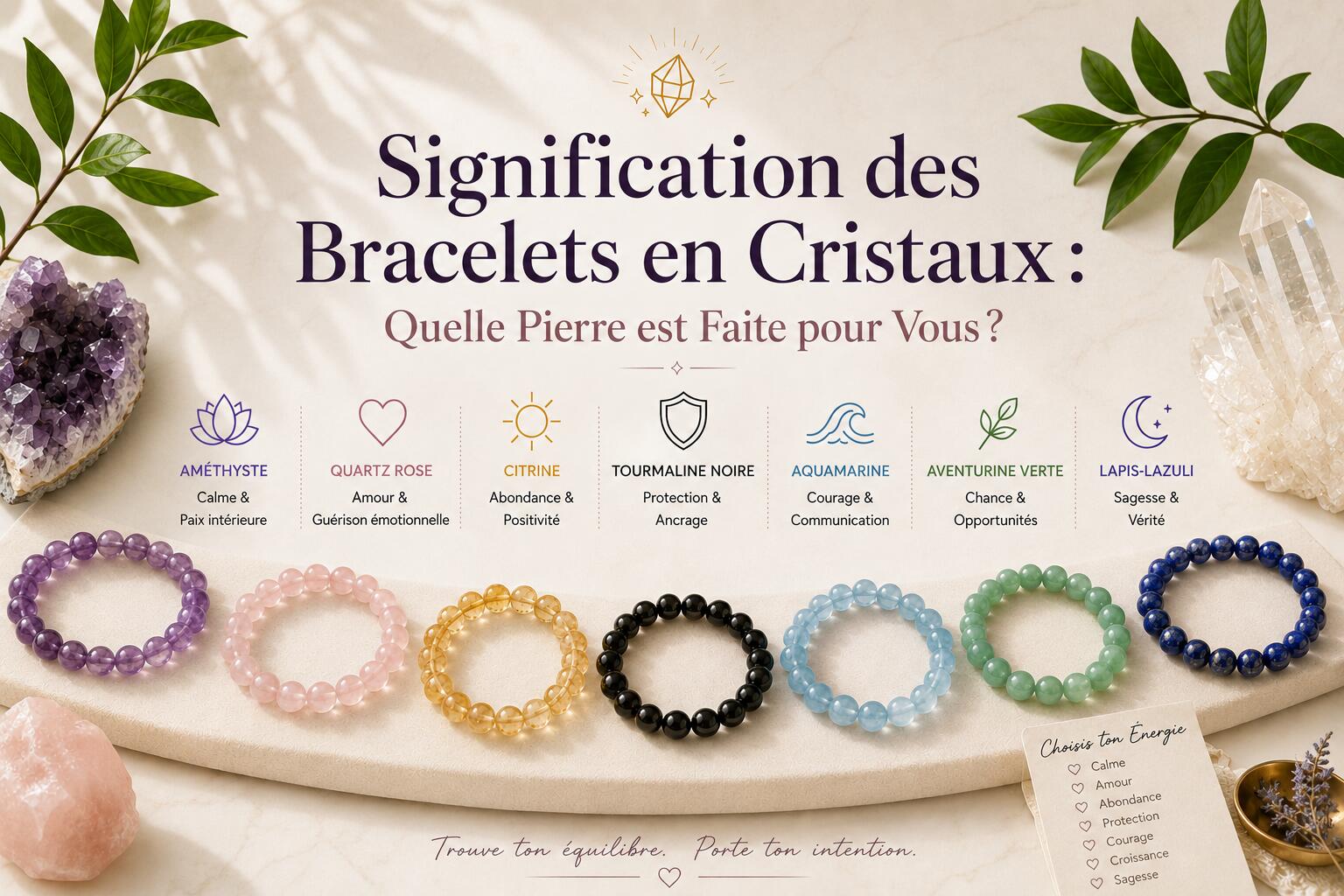 La signification des bracelets en cristal : quelle pierre vous correspond ?