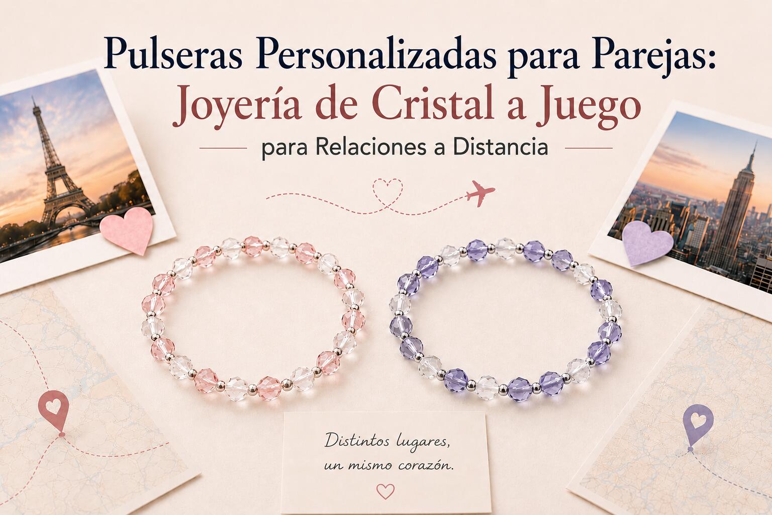 Pulseras para parejas personalizadas: Joyas en cristal a juego para relaciones a distancia