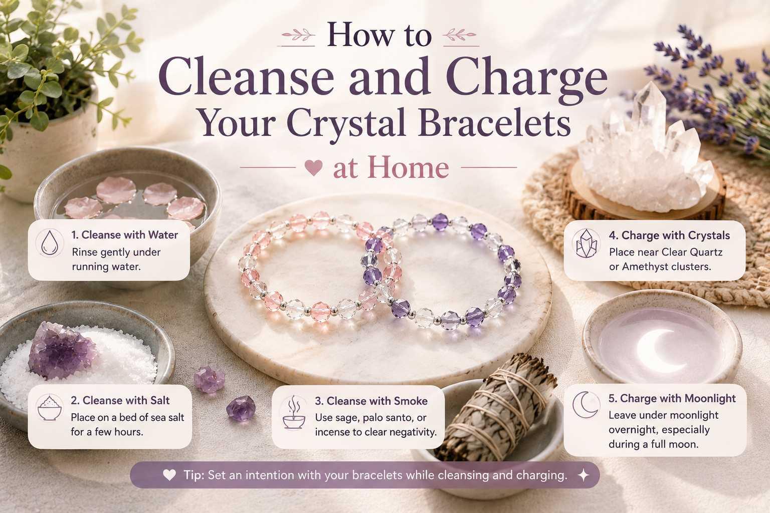 How to Cleanse and Charge Your Crystal Bracelets at Home