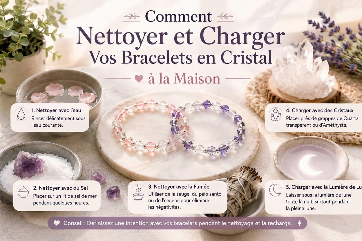 Cómo limpiar y cargar tus pulseras de cristal en casa