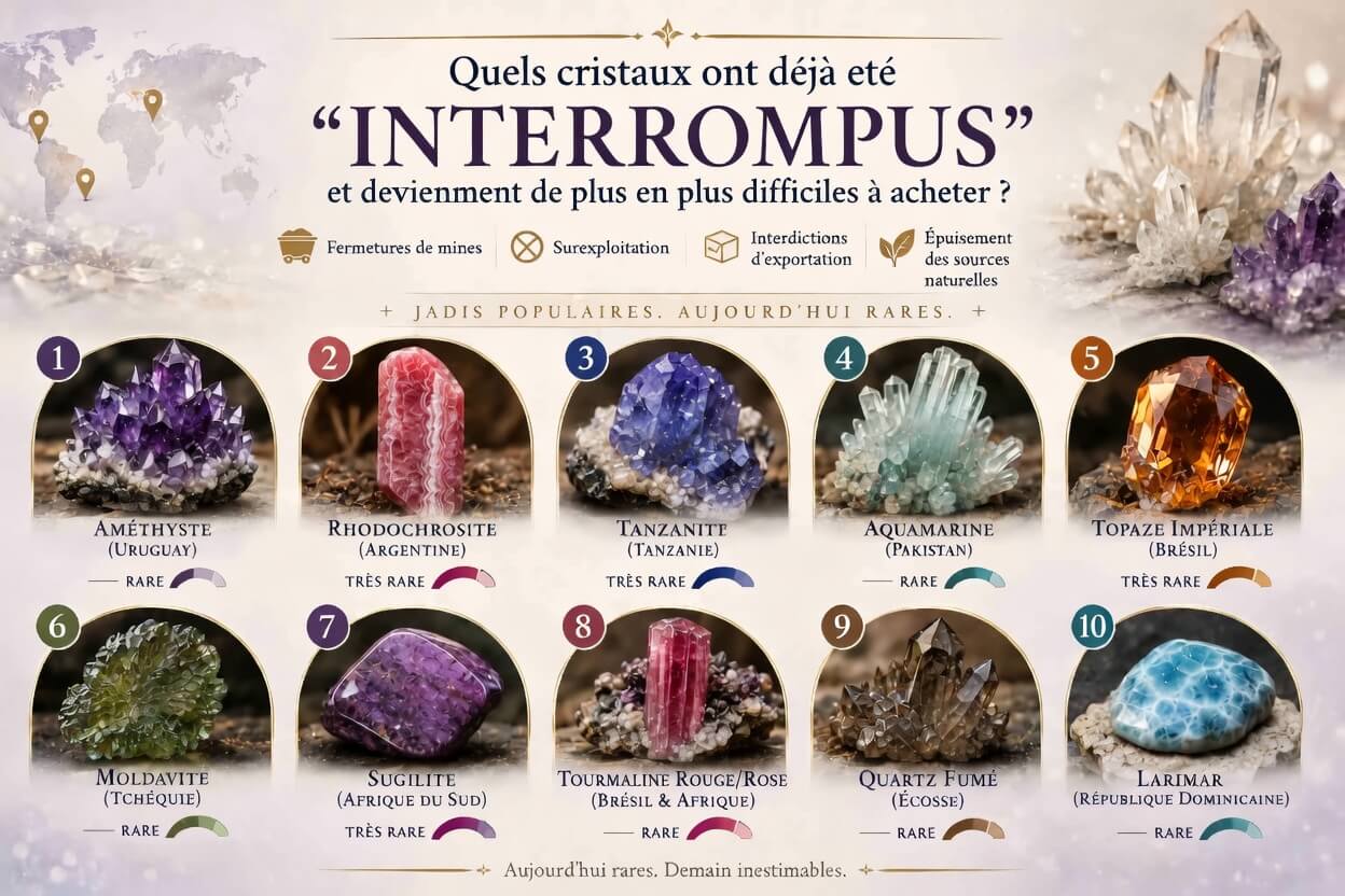 Which crystals have already become "discontinued" and are becoming harder and harder to buy?