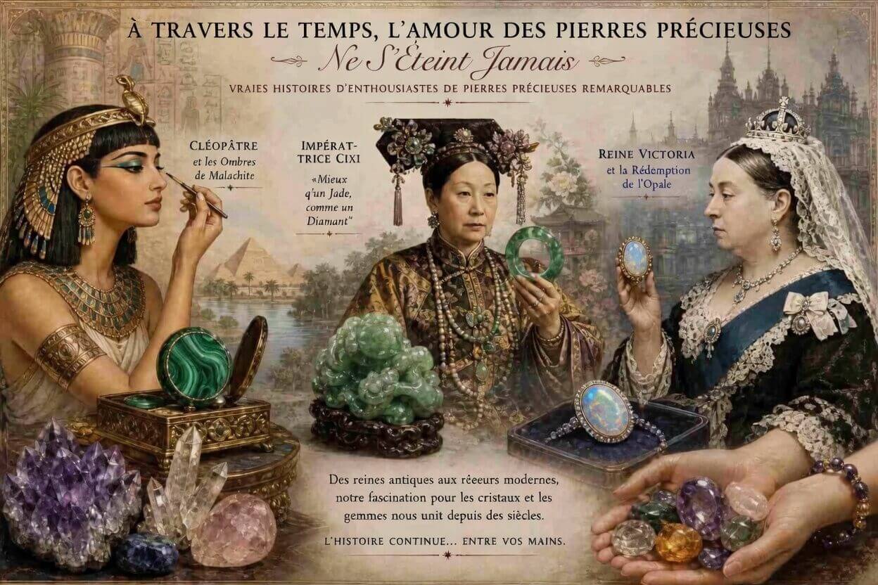 Les célébrités et têtes couronnées de l'histoire fascinées par les cristaux