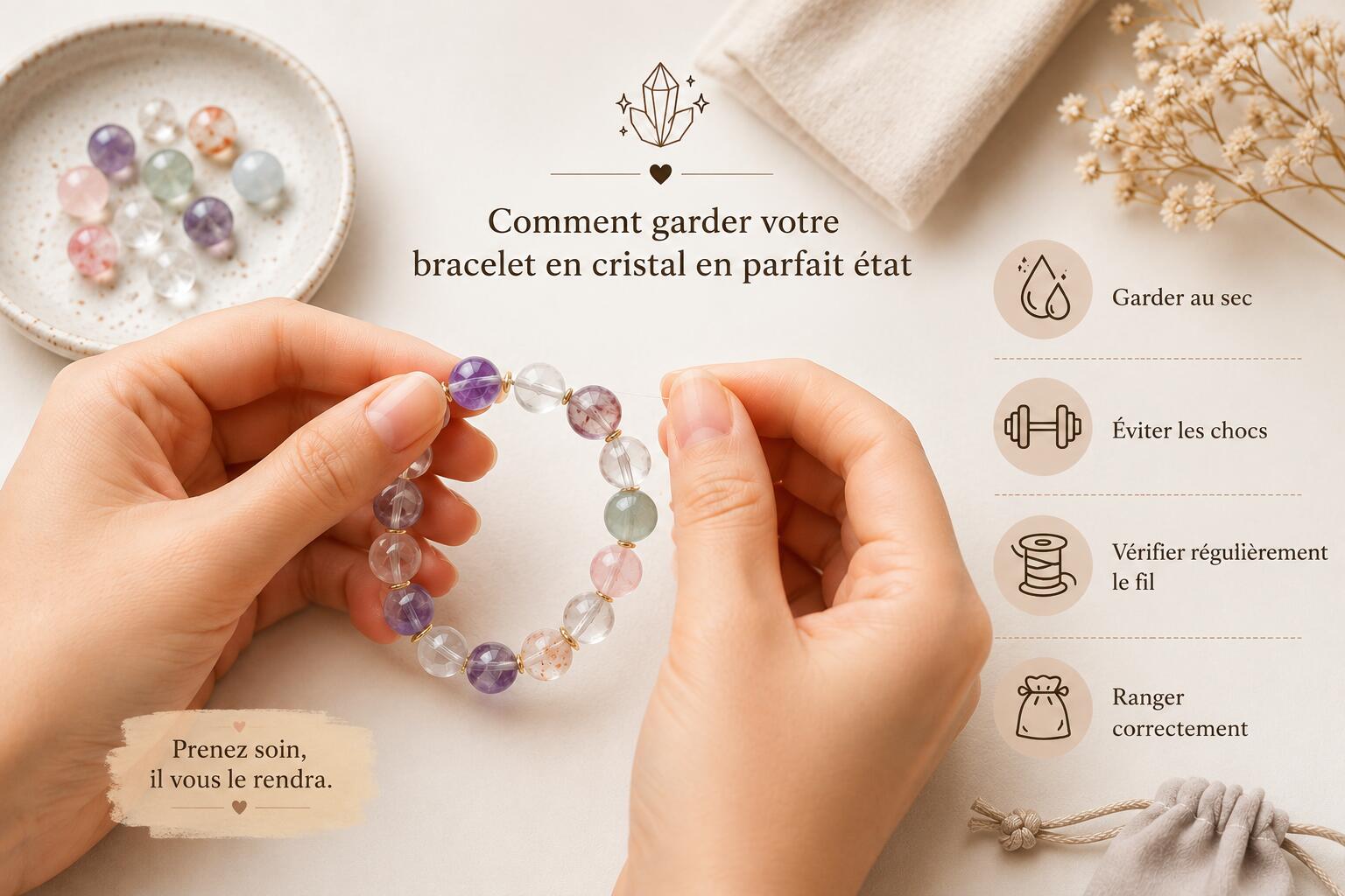 ¿Cómo evitar que los brazaletes de cristal pierdan cuentas?