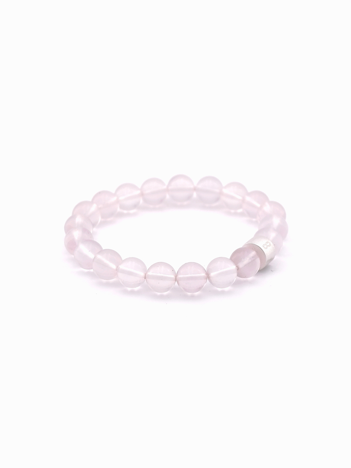 Rose Quartz Energy Bracelet with 925 Silver Tubes