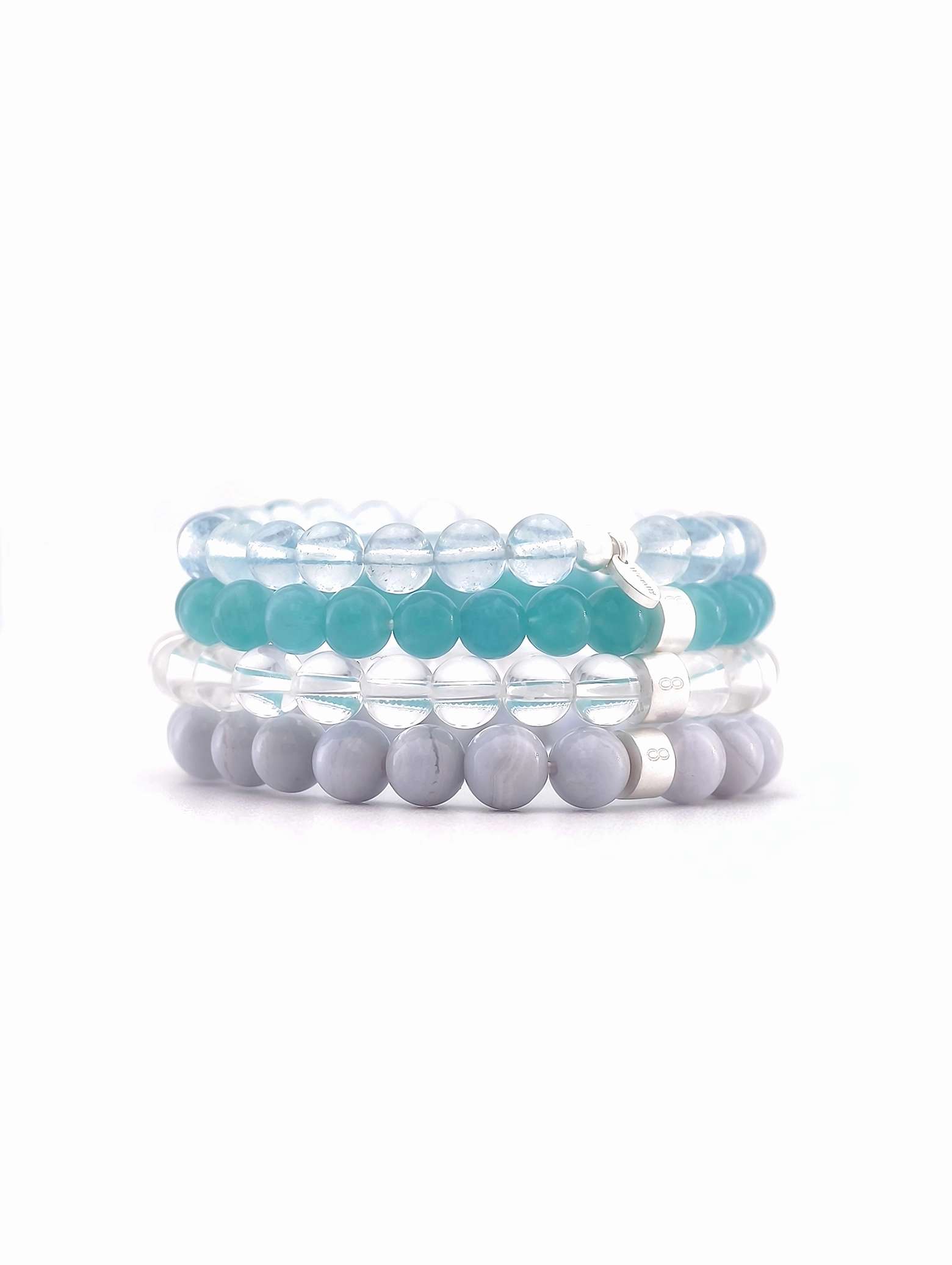 Clarity of Mind Gemstone & 925 Silver Bracelet Stack