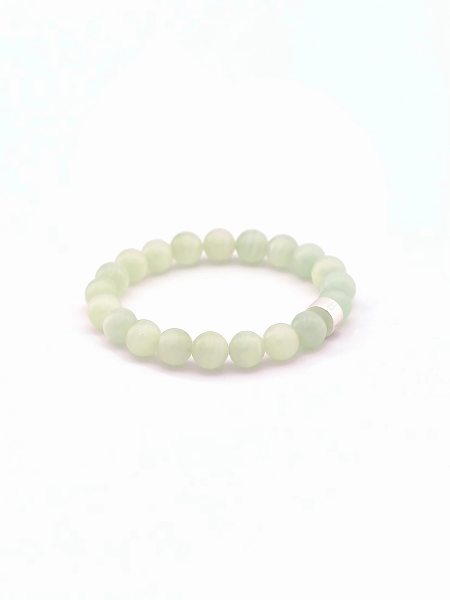 Green Banded Agate Energy Bracelet with 925 Silver Tubes