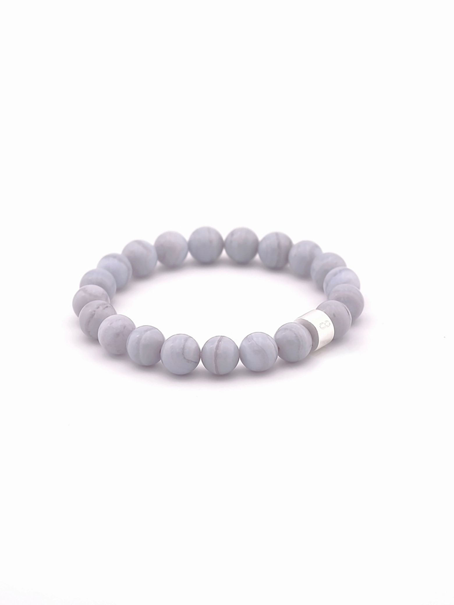 Blue Lace Agate Energy Bracelet with 925 Silver Tubes