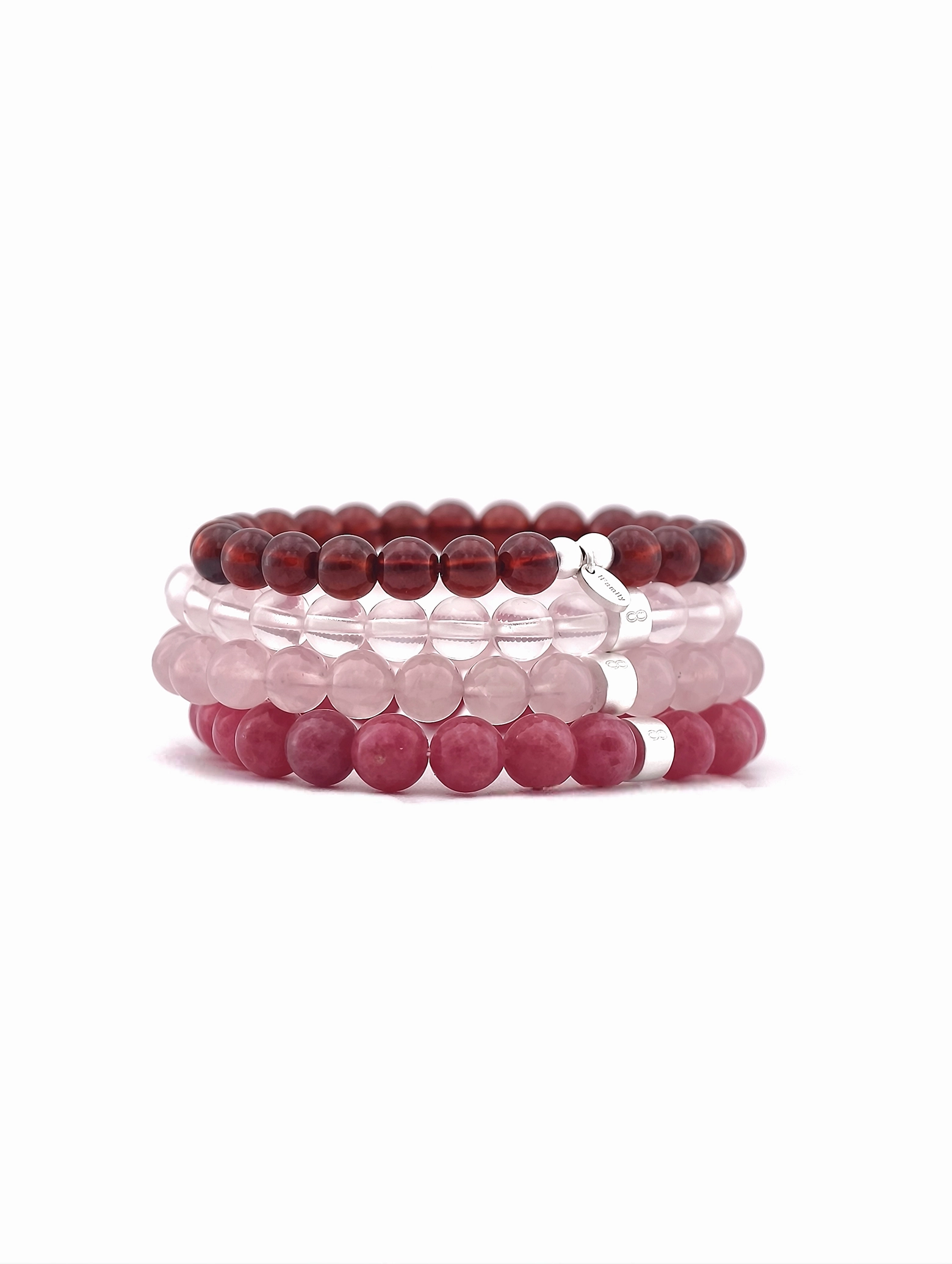 Language of Love Gemstone & 925 Silver Bracelet Stack