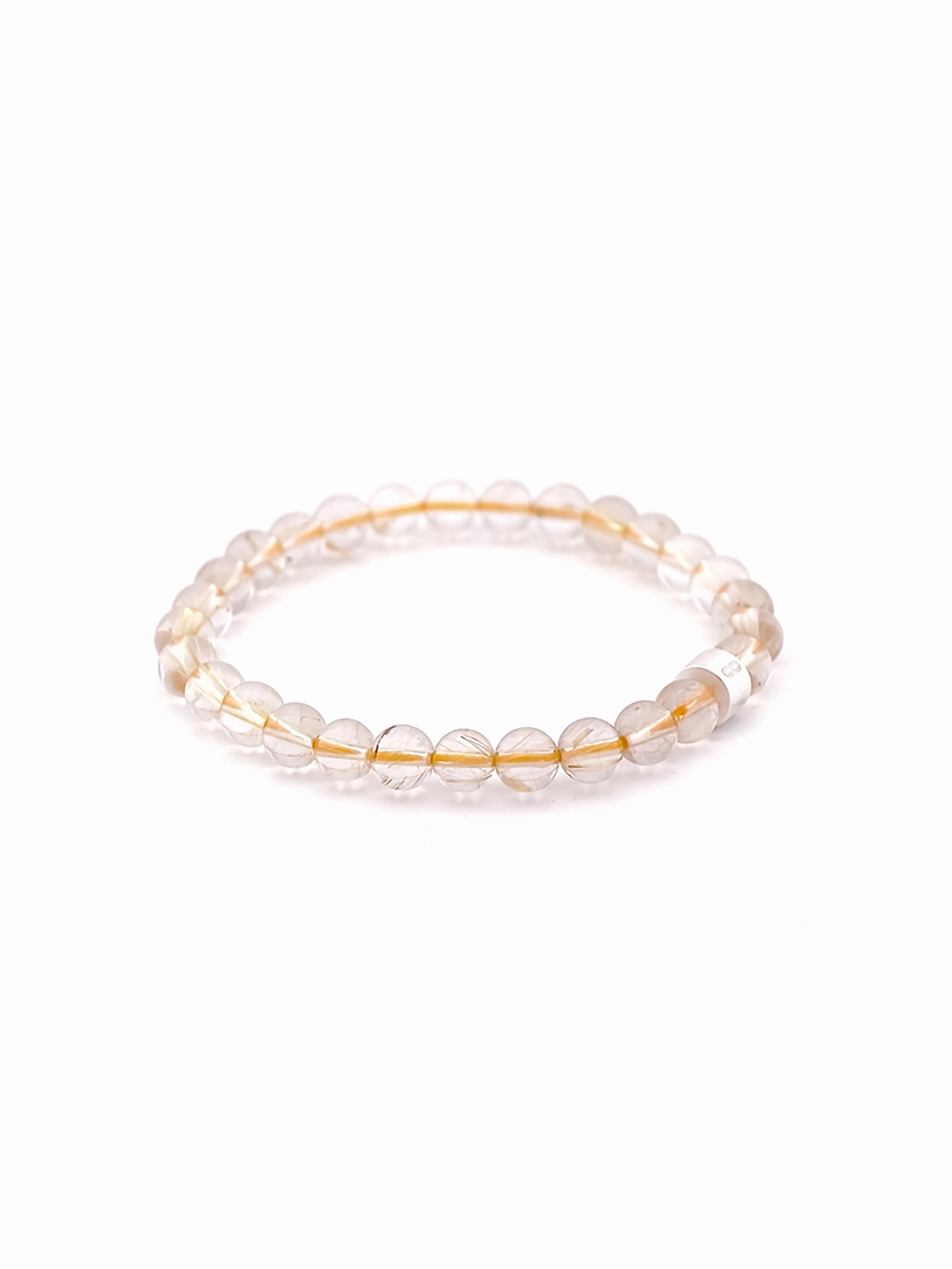 Gold Rutilated Quartz Energy Bracelet with 925 Silver Tubes