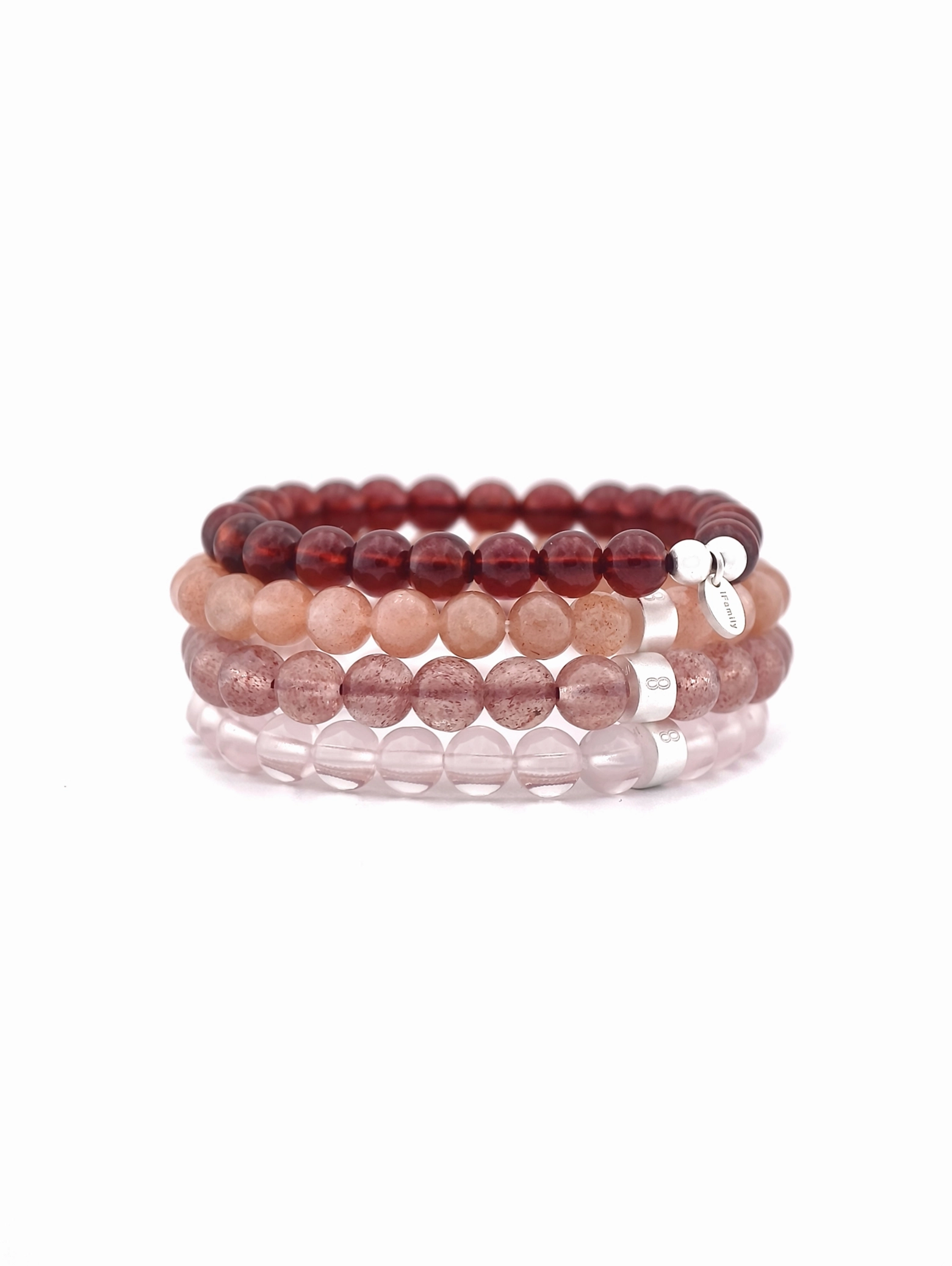 Sweet Vitality Gemstone & 925 Silver Bracelet Stack