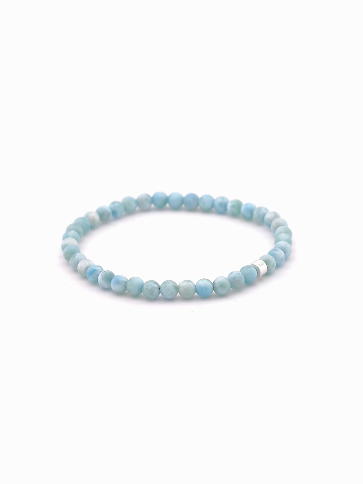 Larimar Energy Bracelet with 925 Silver Tubes