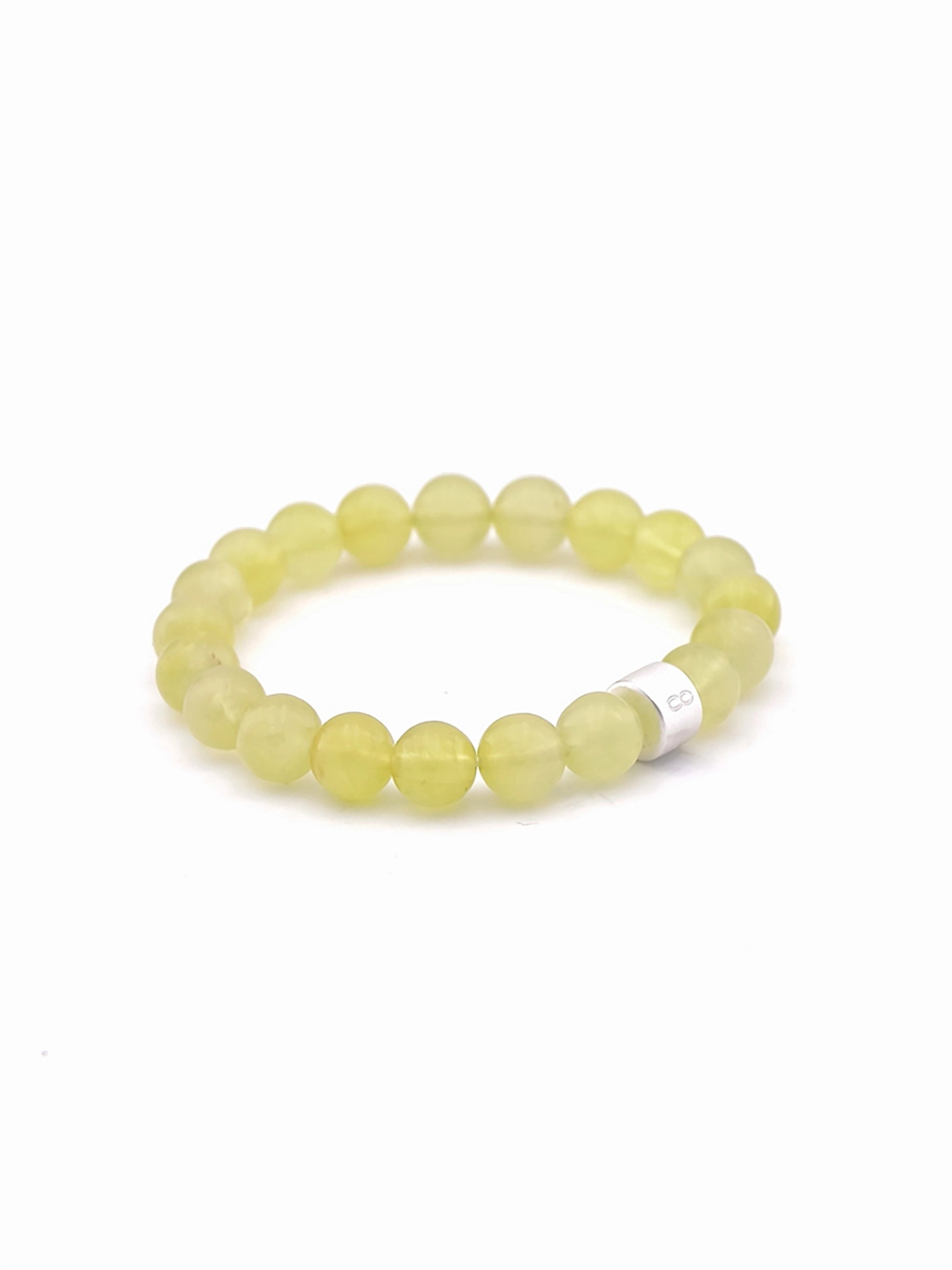 Golden Prehnite Energy Bracelet with 925 Silver Tubes