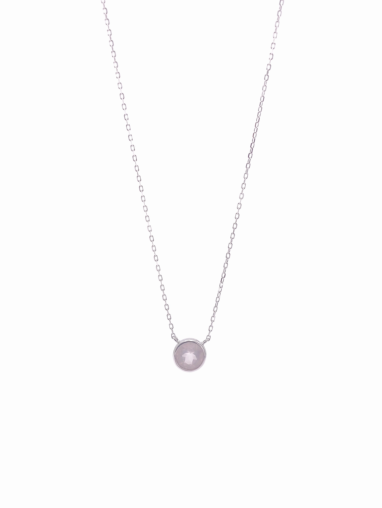Natural Rose Quartz Bezel Solitaire Pendant Necklace S925